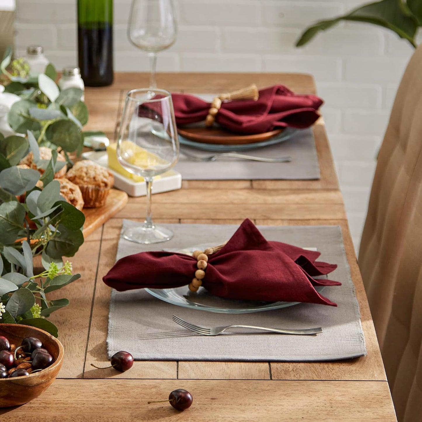 DII Basic Everyday Ribbed Tabletop 100% Cotton, Placemat Set, 13x19, Gray, 6 Piece