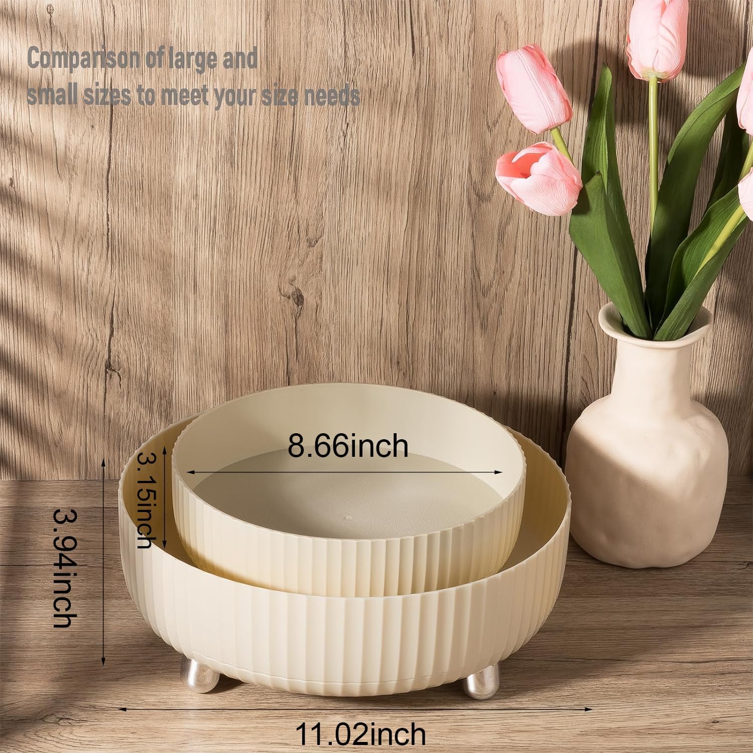Makeup Perfume Organizer Tray 360 Degree Rotating Lazy Susan Skincare Lotion / Beige / Set of 9