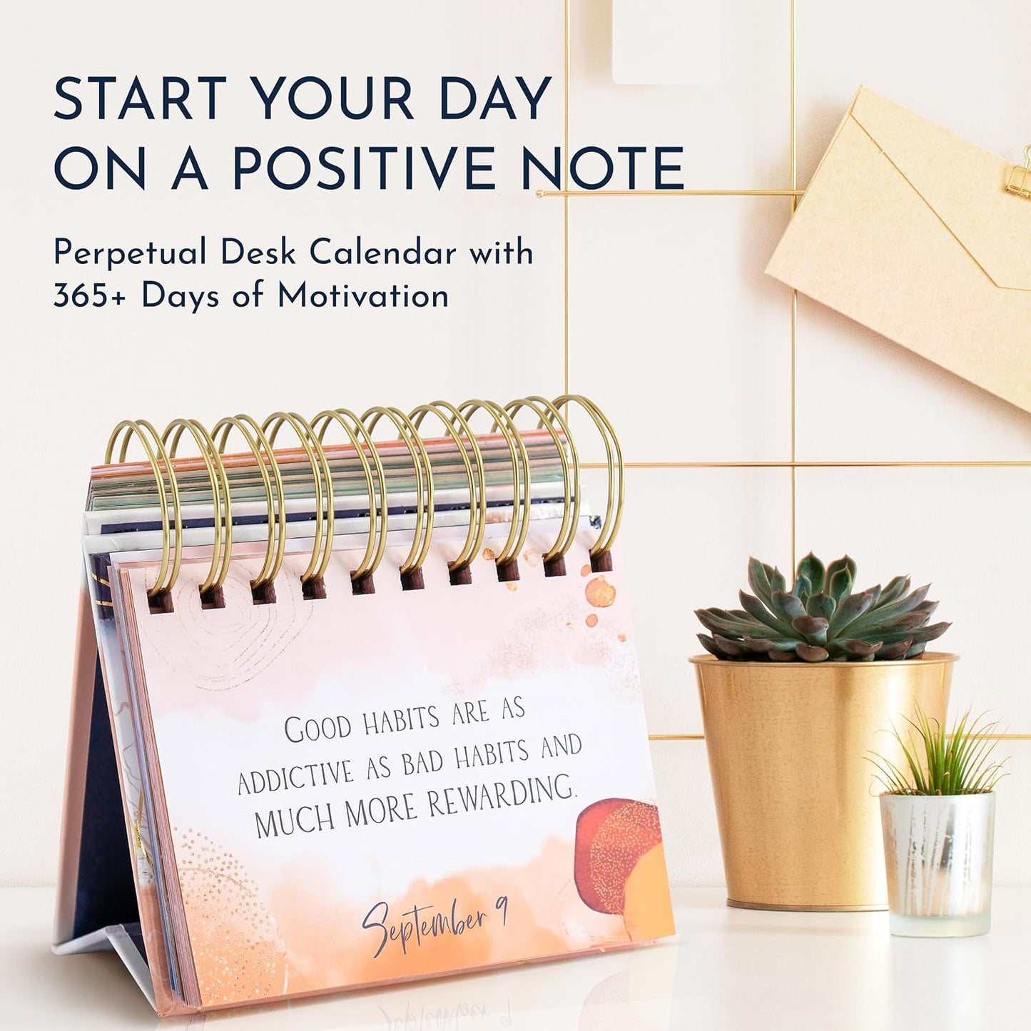Motivational Desk Flip Calendar with 366 Daily Affirmations, Gift for Women | Inspirational Perpetual Desk Calendar