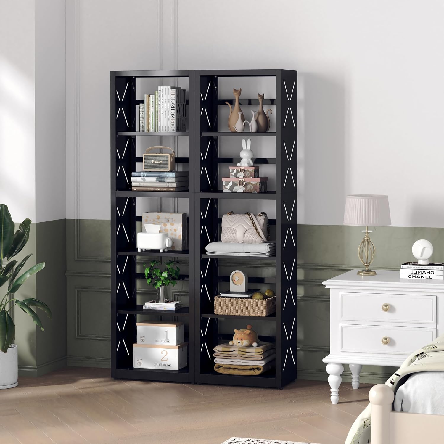 Bookends / Book Shelf / Black / 5 Tier-16" W