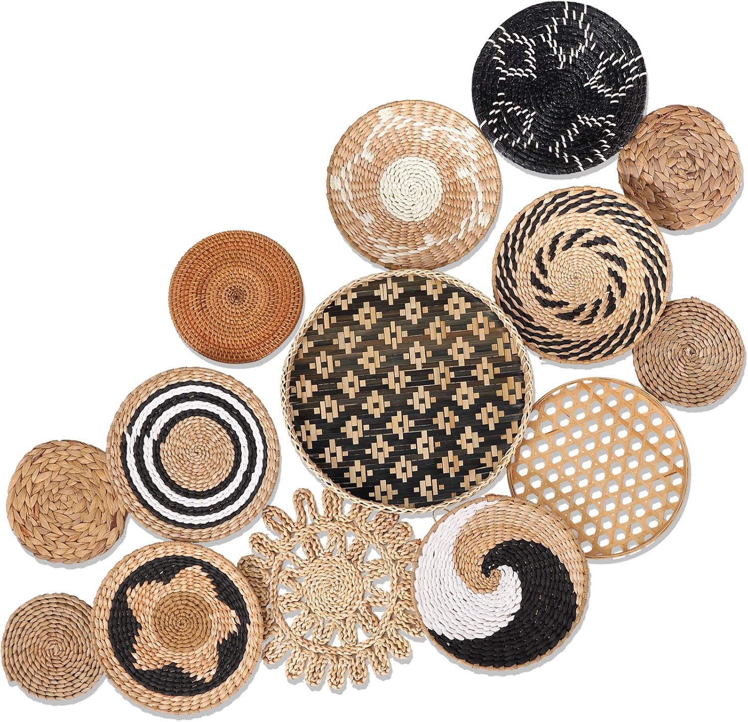 Boho Wall Basket Decor / Retro Color / Set of 14