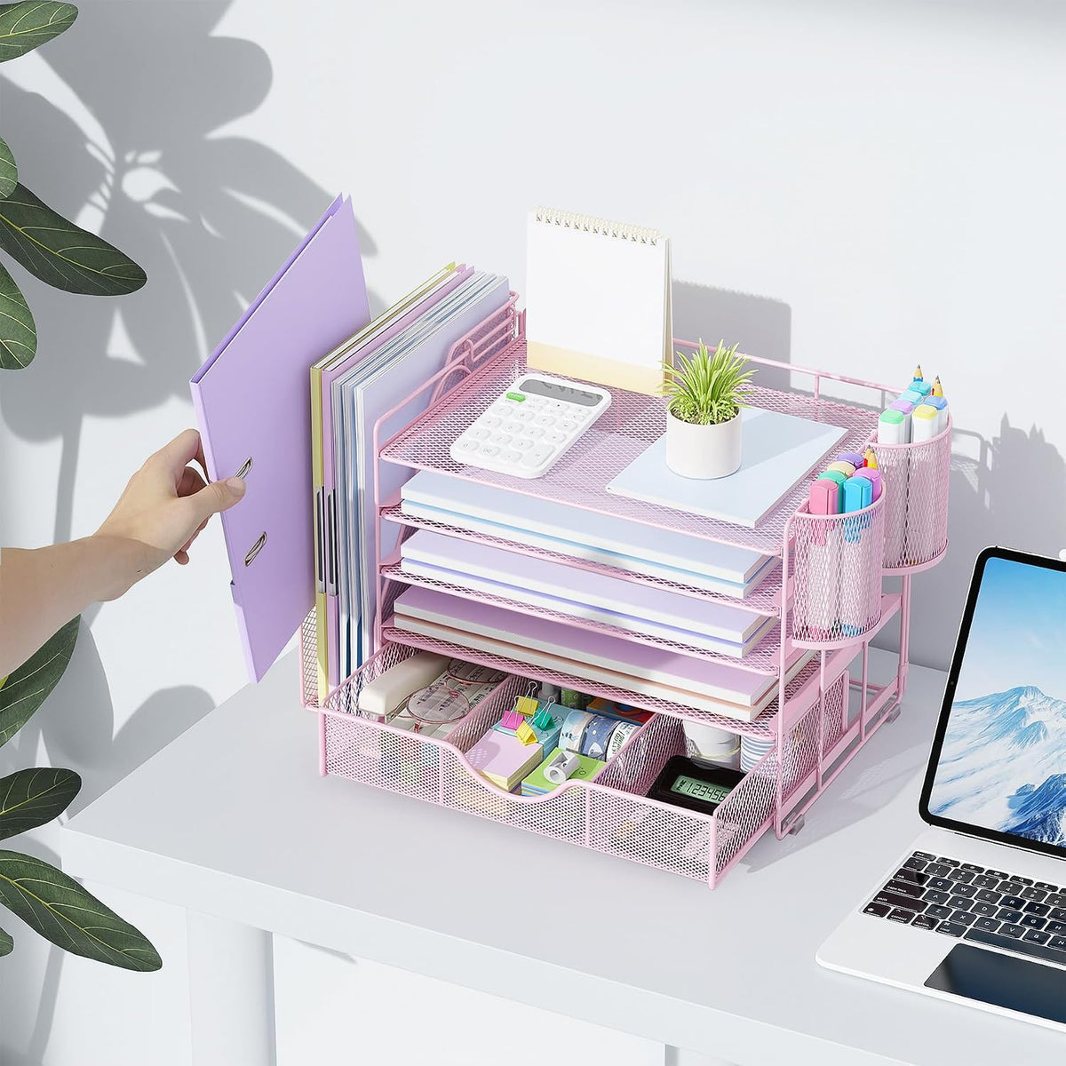 gianotter 5-Tier Desk Organizer with Drawers and File Holders | Letter Trays and Pen Holders - Workspace Accessories
