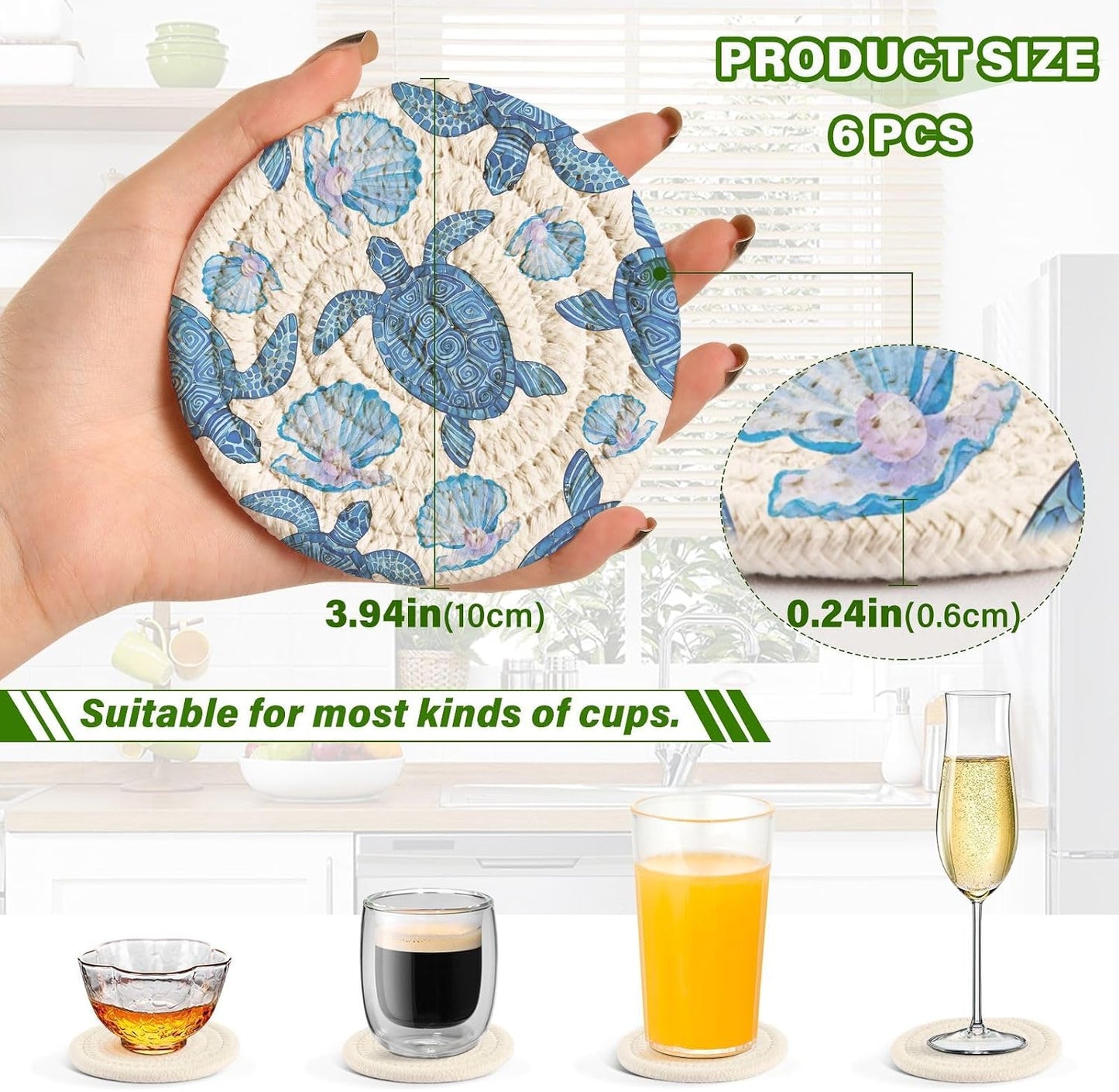 Holder / Absorbent Cotton Woven Coaster / Gary / Set of 6