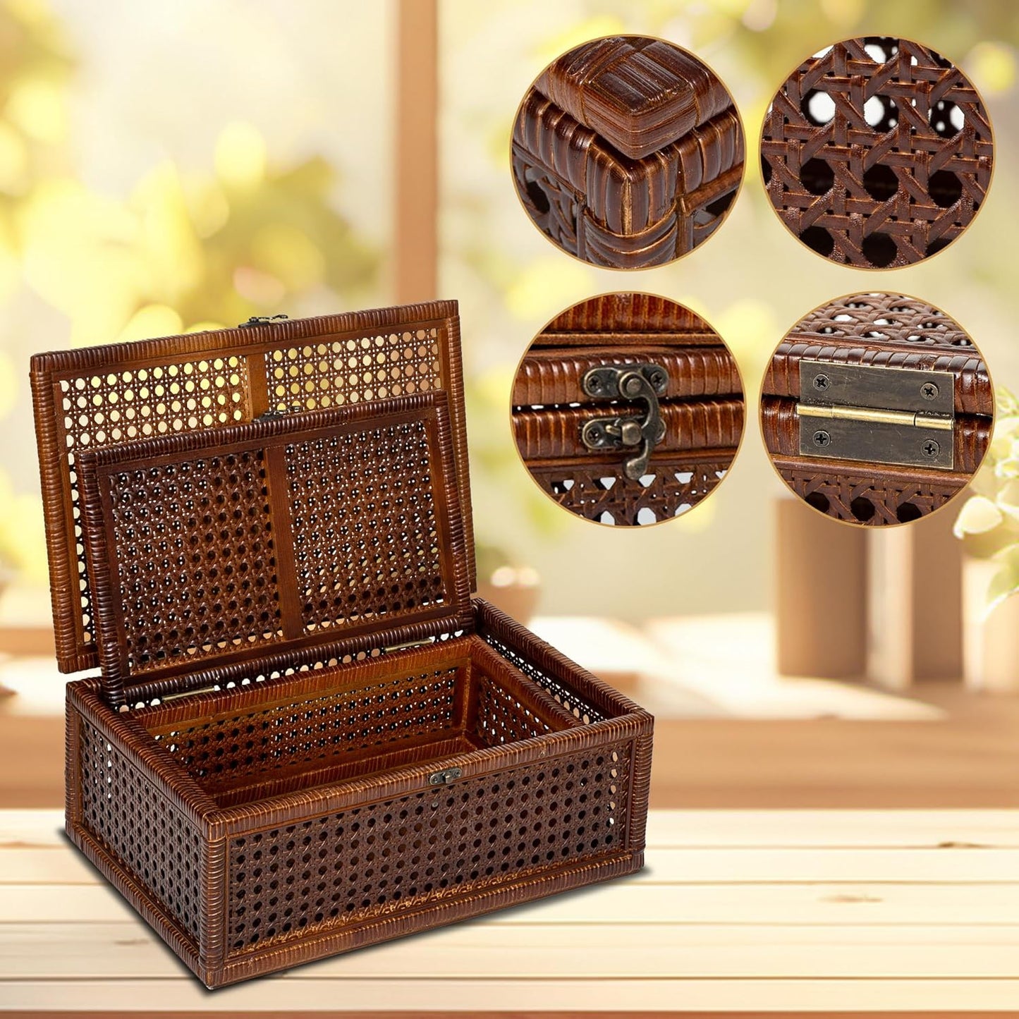 rattan boxes / handmade large rattan box / Natural / Set of 2