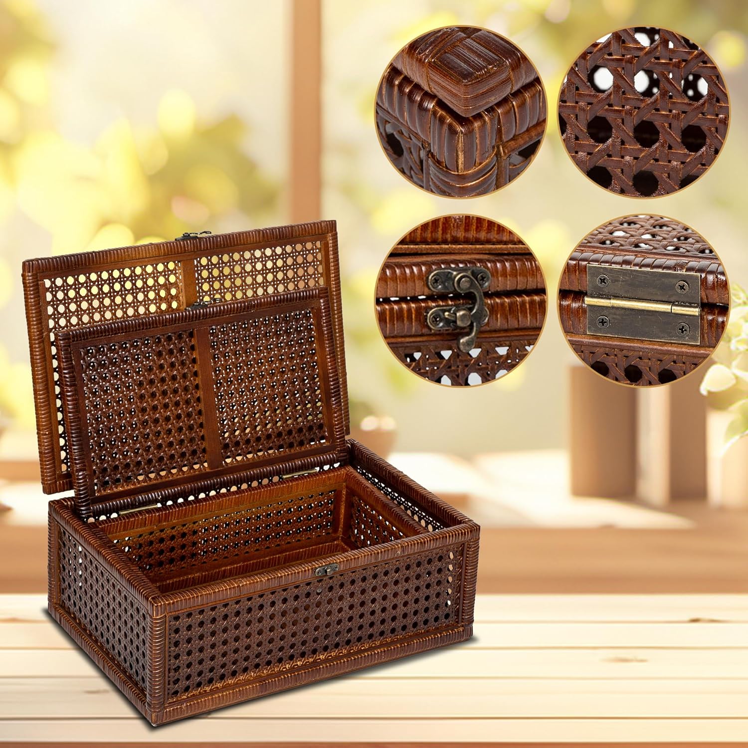rattan boxes / handmade large rattan box / Natural / Set of 2