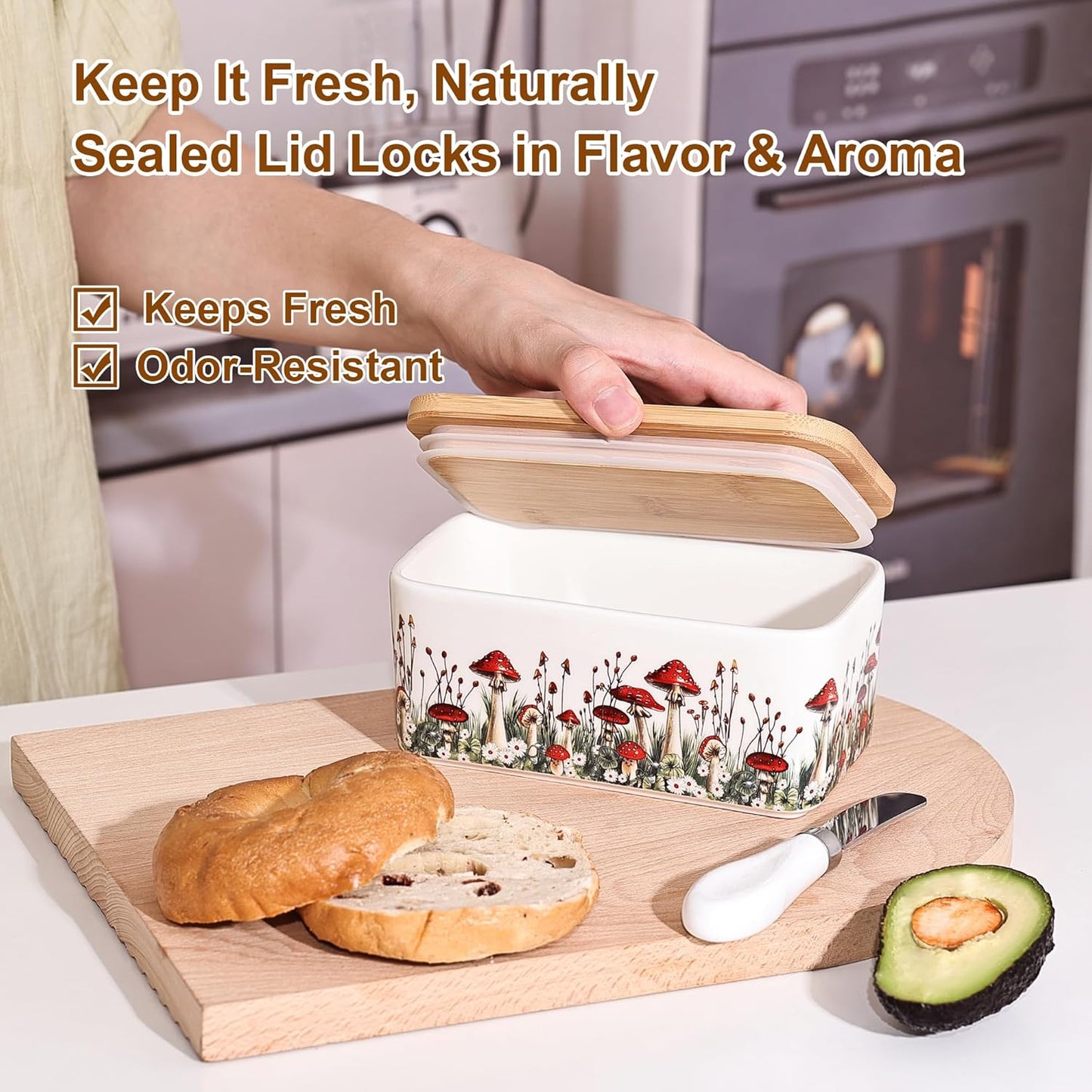 Ceramic Mushroom Butter Dish