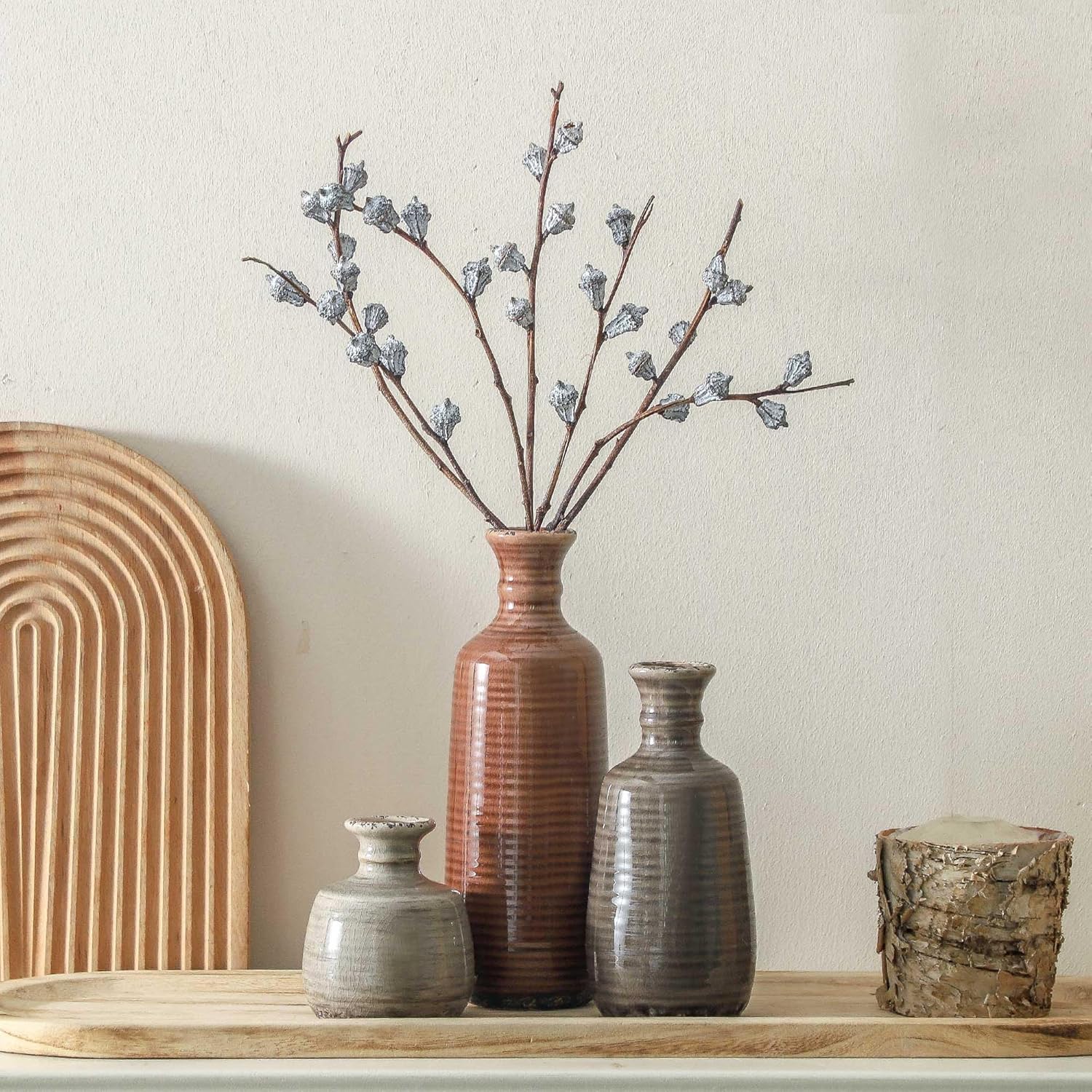 Ceramic Vases / 011 Vase Set - Brown / Set of 3