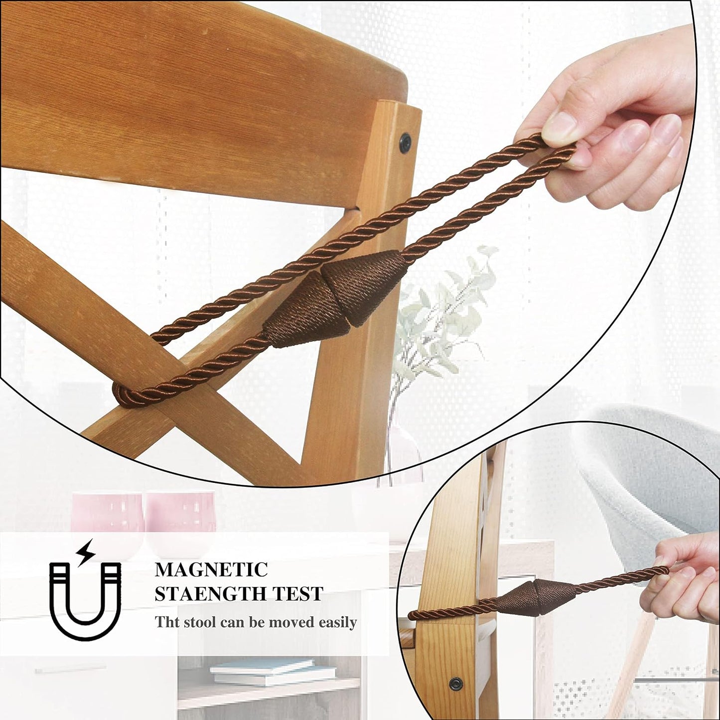Magnetic Curtain Tiebacks Rope Decorative Holdbacks for Drapes Nieffeiy | 6 Pack Coffee Modern Handmade Curtain Tie