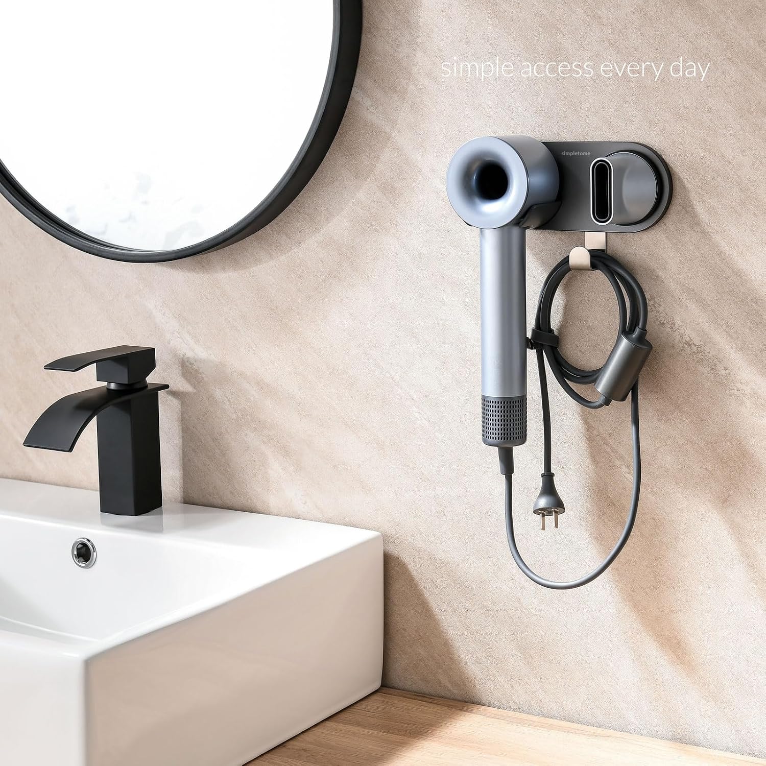 Magnetic Hair Dryer Holder Wall Mount for Most High Speed Blow Dryer | 7075 super-hard aviation aluminum alloy, white