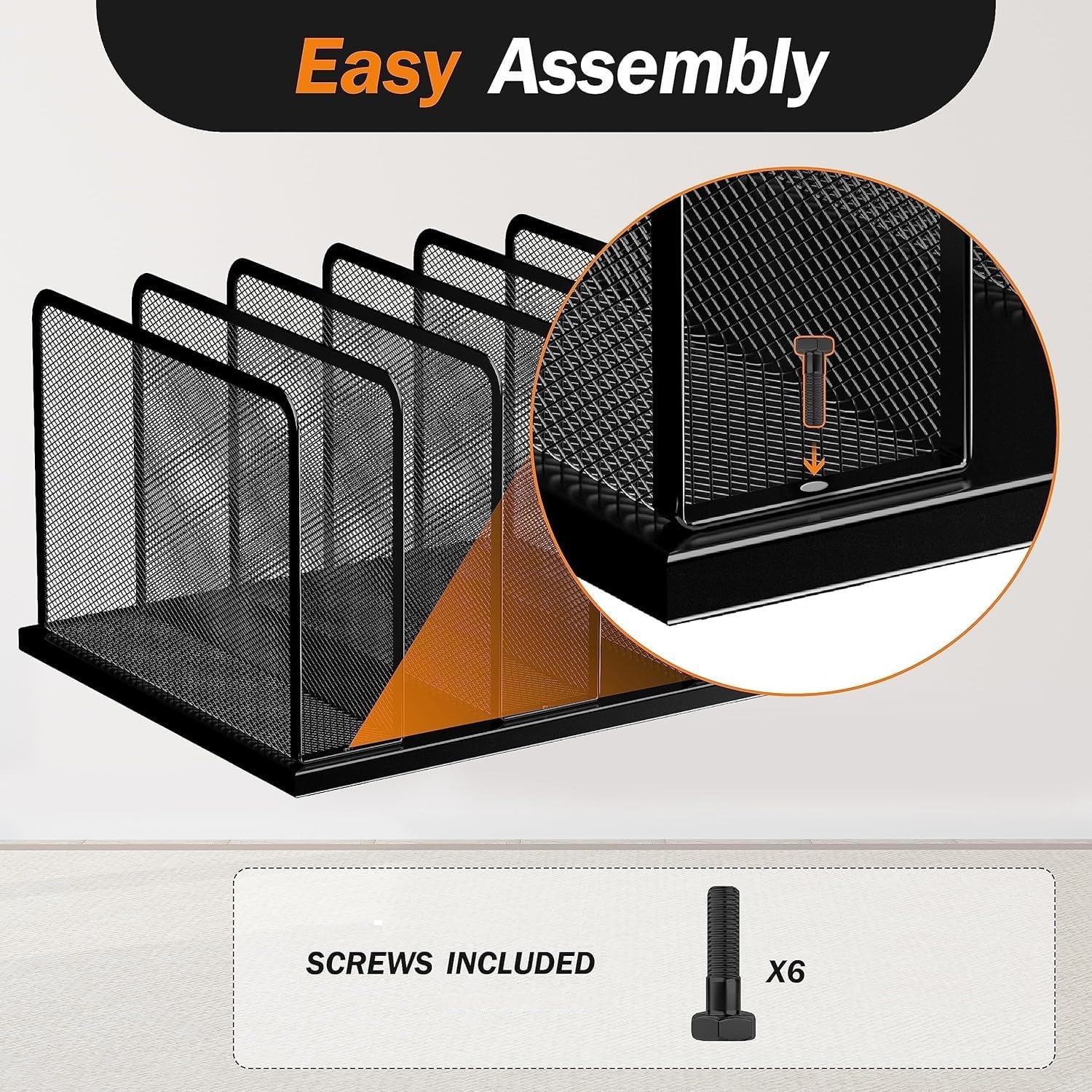 Kuntine.B Desk File Organizer Upright Mesh Desktop Organizer File Sorter Office Organization File Holder for Home