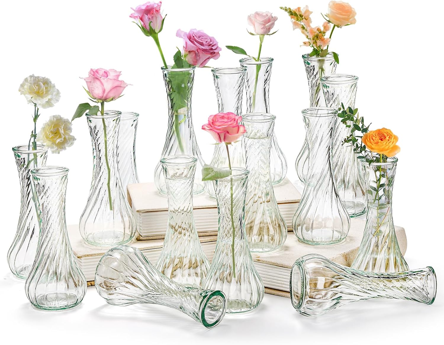 Glass Bud Vase / Clear / Set of 16