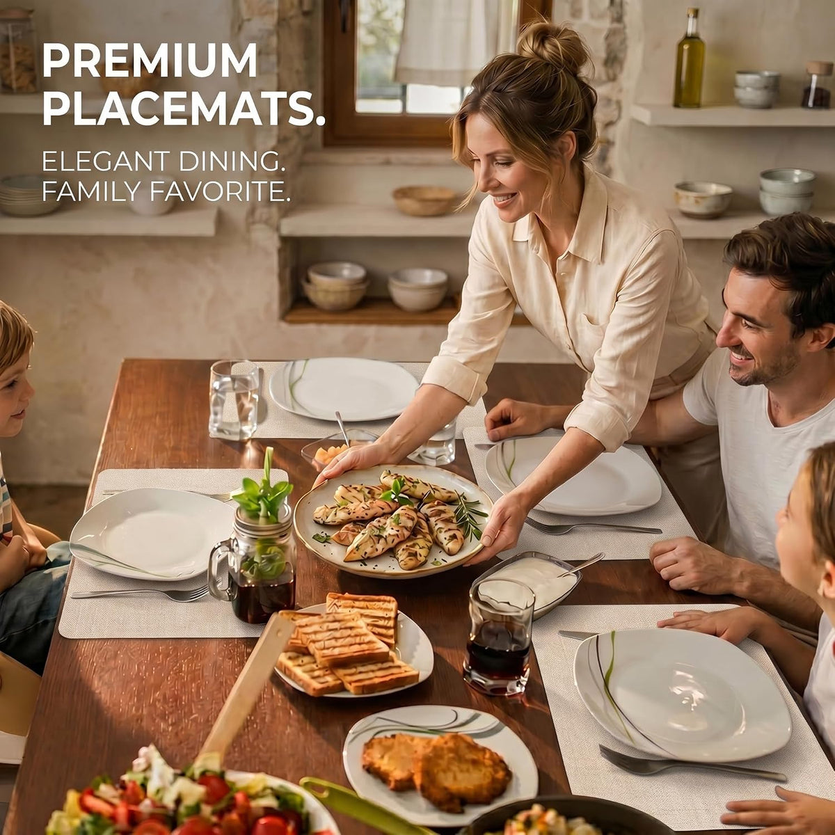 Faux Leather Placemats Set of 6, Wipeable Waterproof Stain Resistant Table Mats, Heat Resistant Thick Placemats with