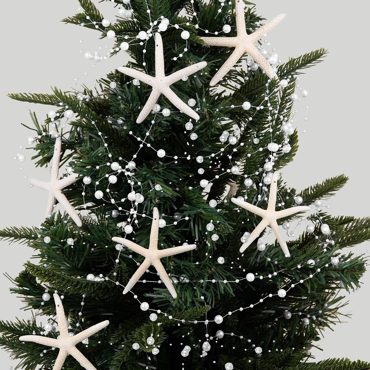 Beach Beaded Starfish Garland Christmas Decorations 2M/ White / Off White / 80 Inch / Set of 6