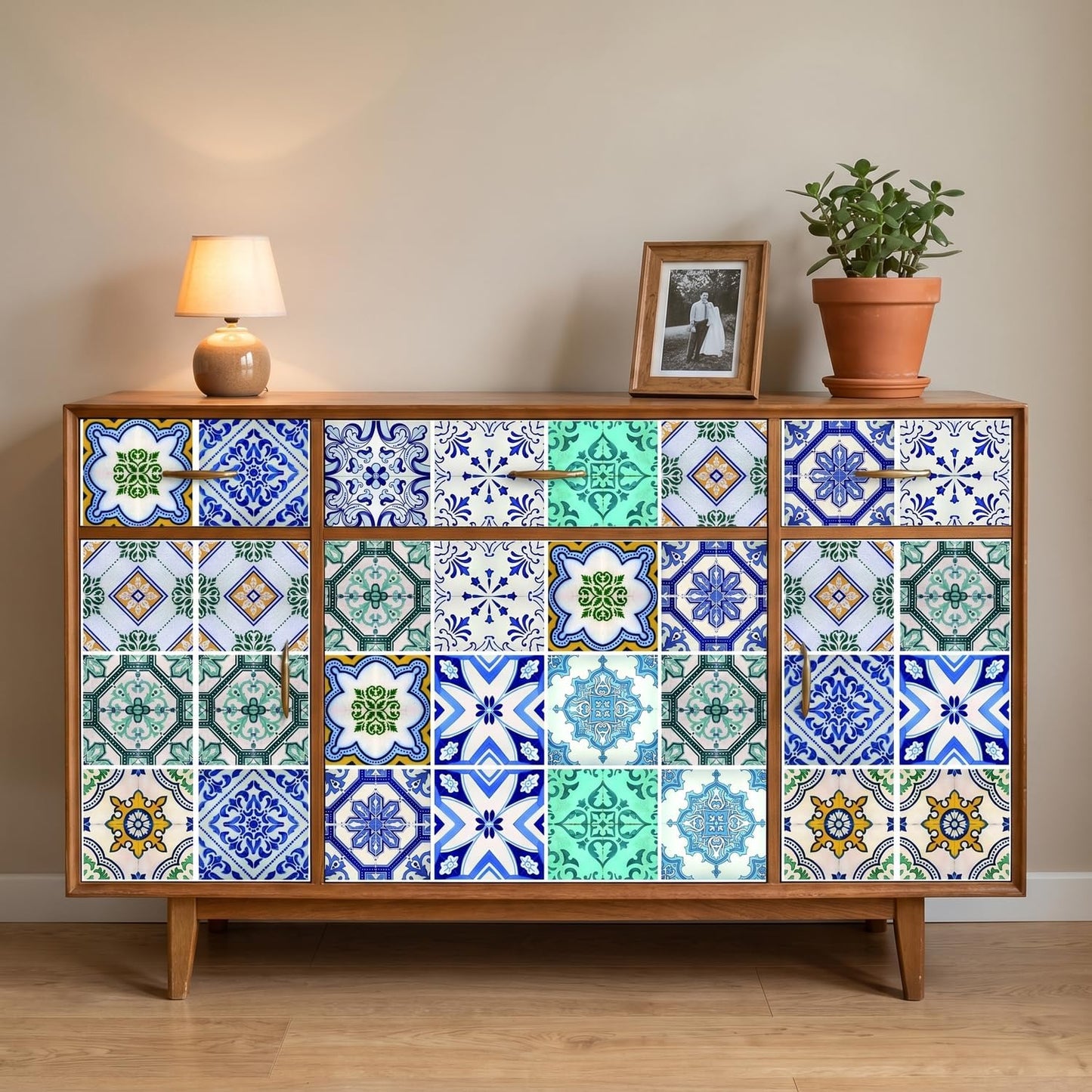 Mediterranean Tile Stickers Peel and Stick / 4 x 4 / Blue / Set of 30