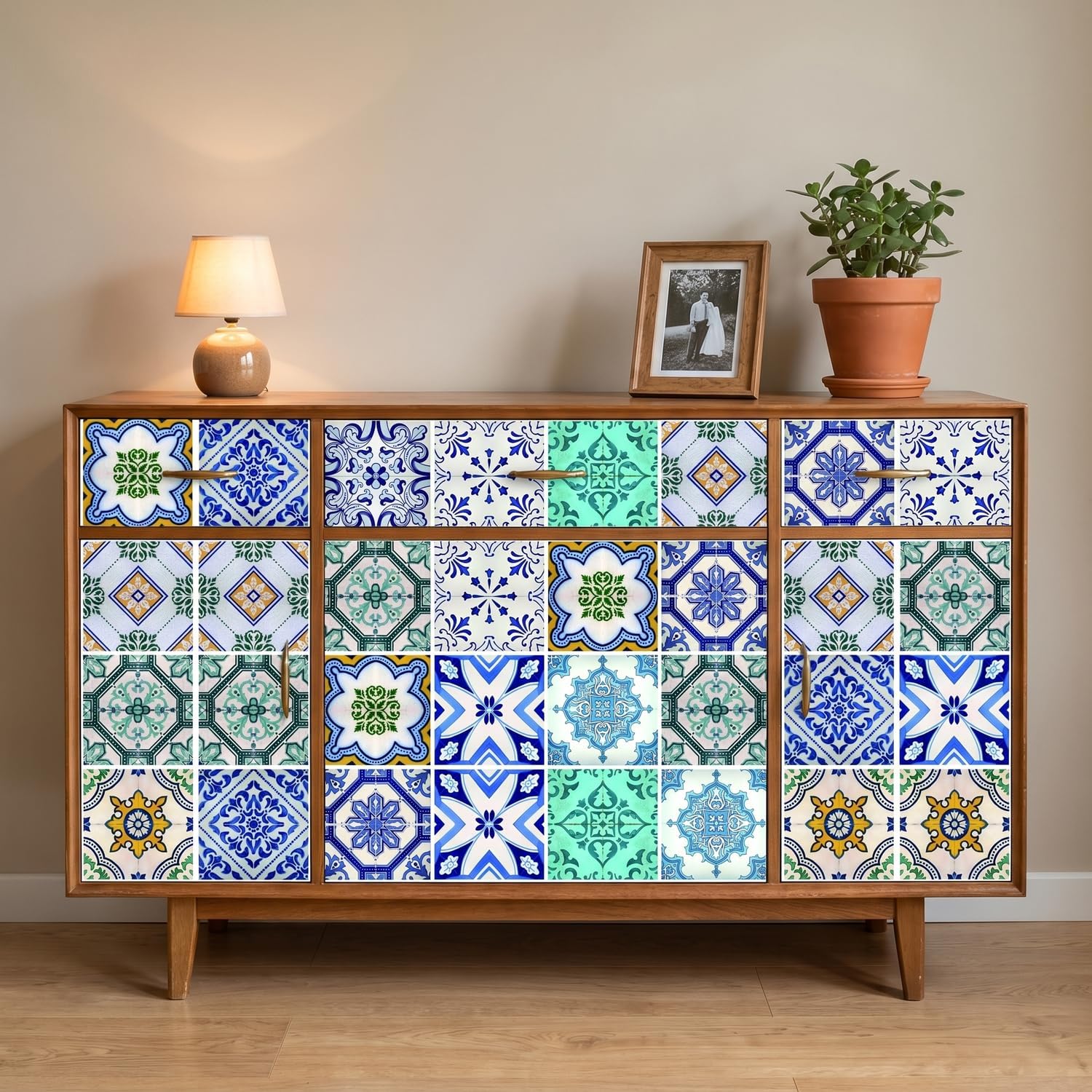 Mediterranean Tile Stickers Peel and Stick / 4 x 4 / Blue / Set of 30