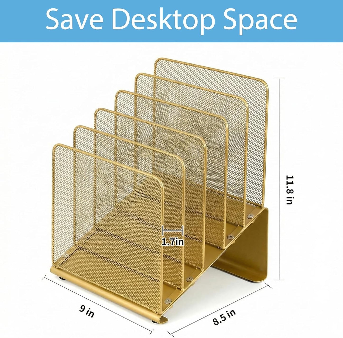LEKETREE File Organizer for Desk, File Folder Organizer with 5-Section Vertical Rack, Suitable for Home Office Document