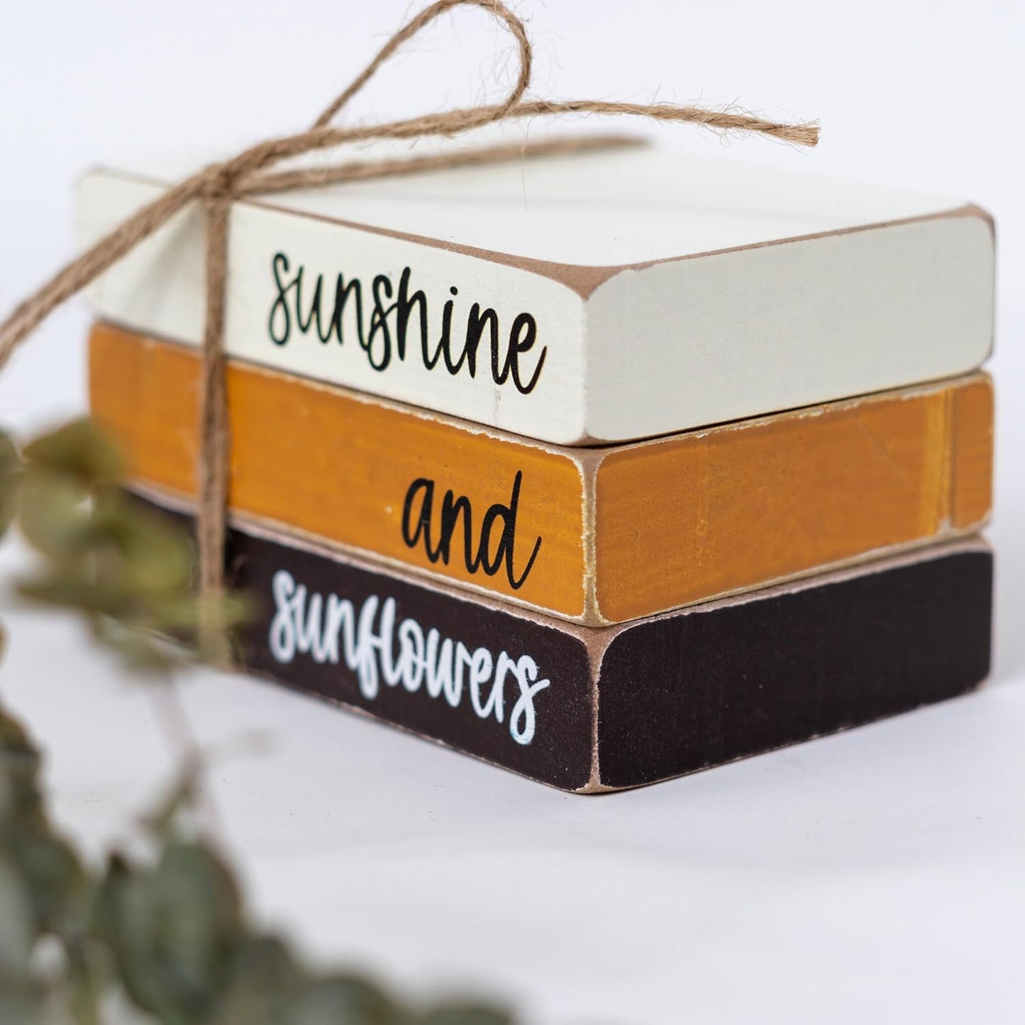Farmhouse Book Stack / Sunflower Decor