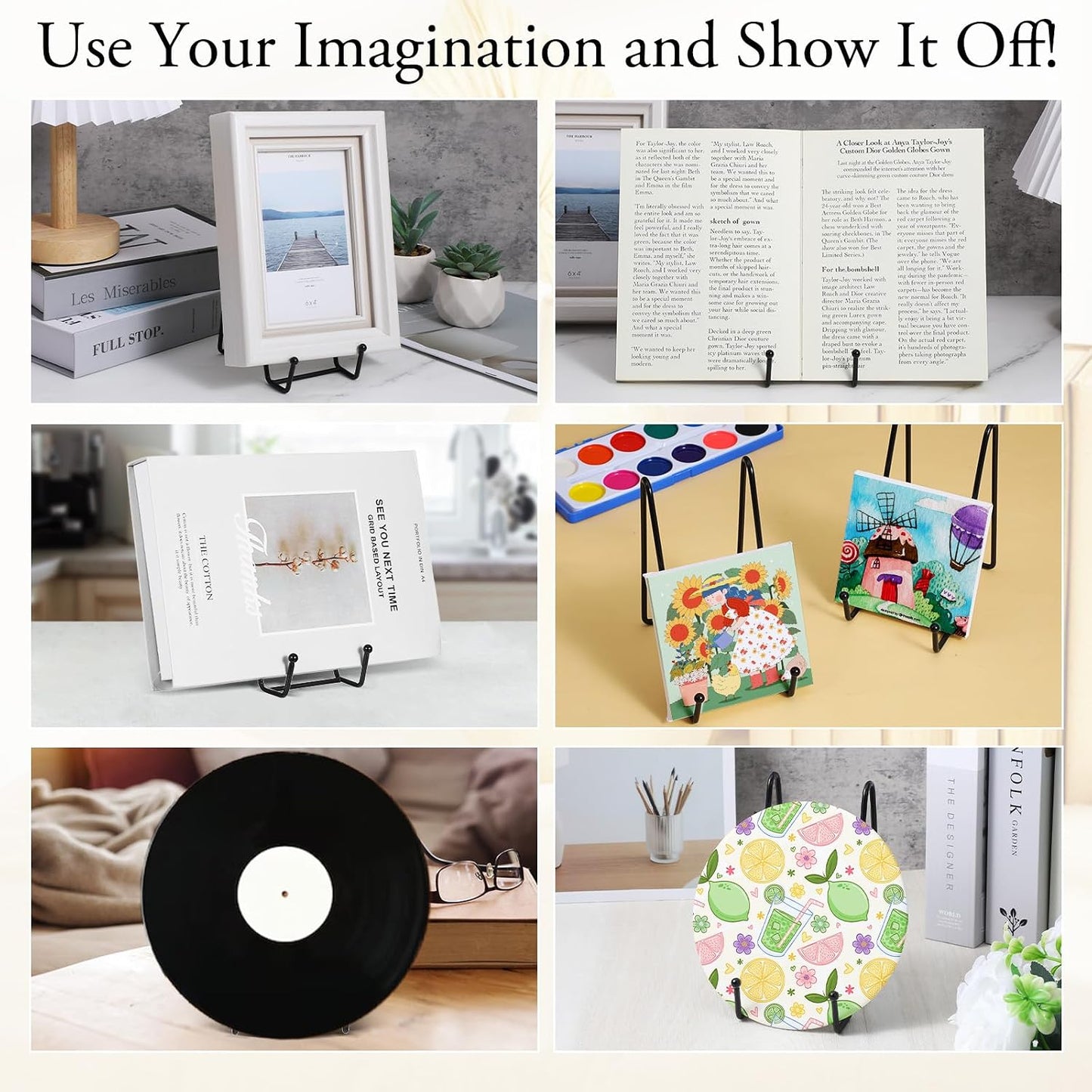 Metal Plate Display Stands / Black / 6 Inch / Set of 12