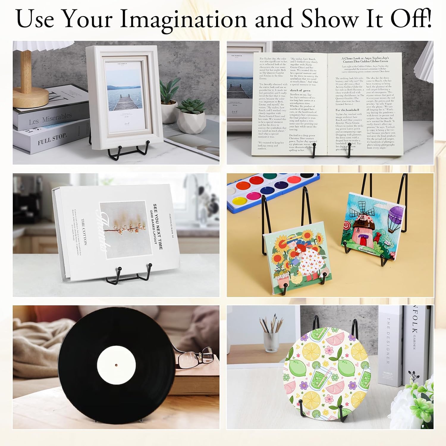 Metal Plate Display Stands / Black / 6 Inch / Set of 12