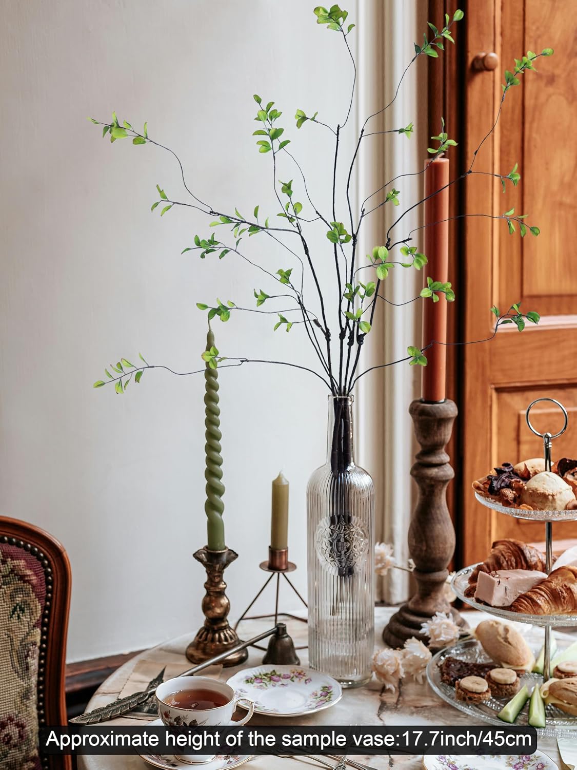 38" Ficus Fake Leaves Silk Artificial Plants Tree Tall Greenery Stems Realistic / Green / Set of 4