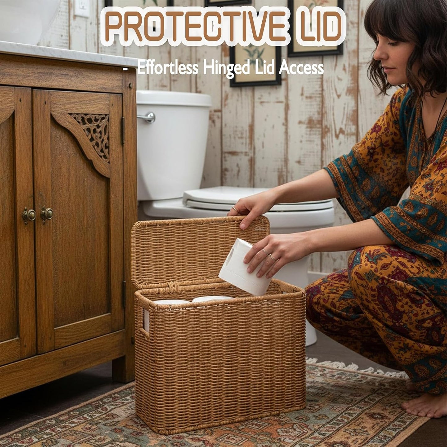 Decorative Poly Rattan Wicker Storage Bin