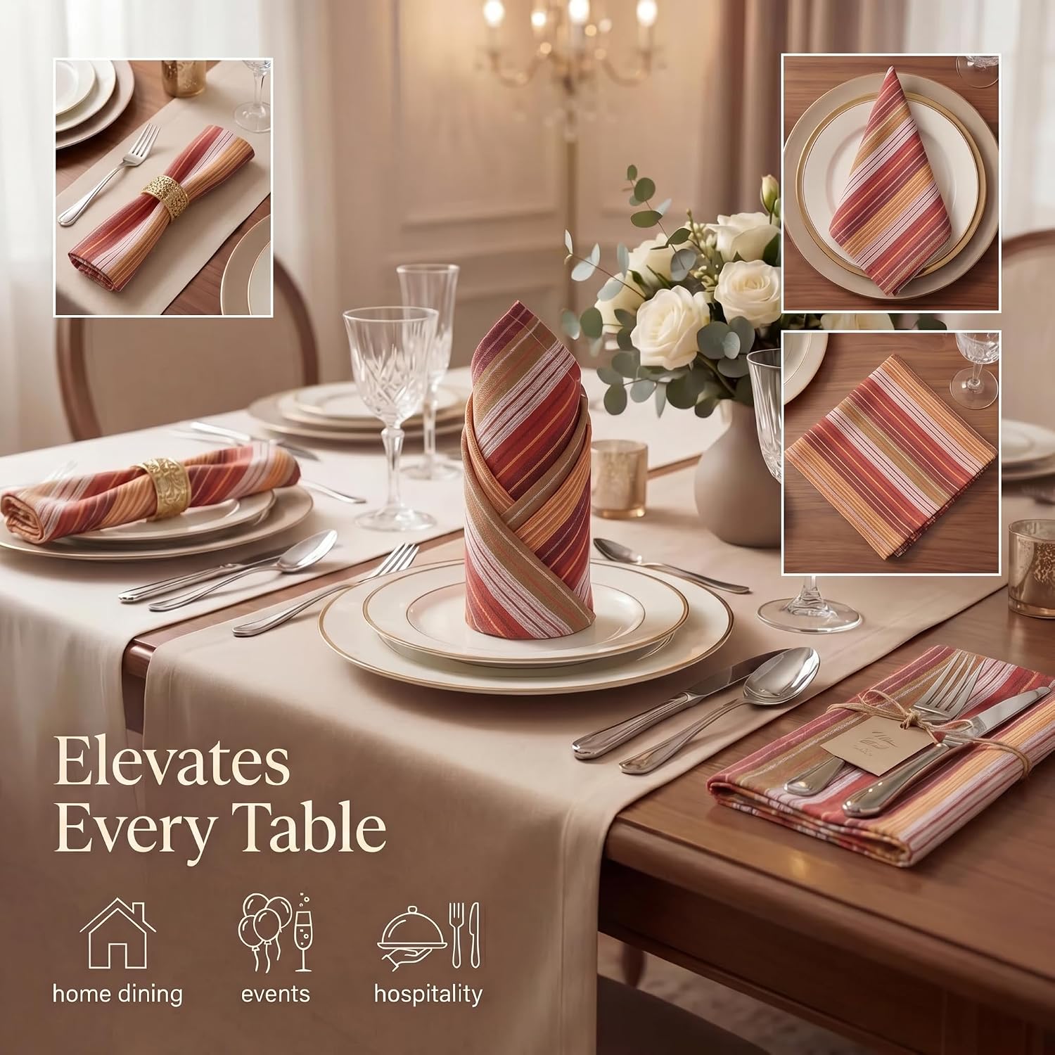 Urban Villa Cloth Napkins Cotton 20x20 (Set of 12) Fall Dobby