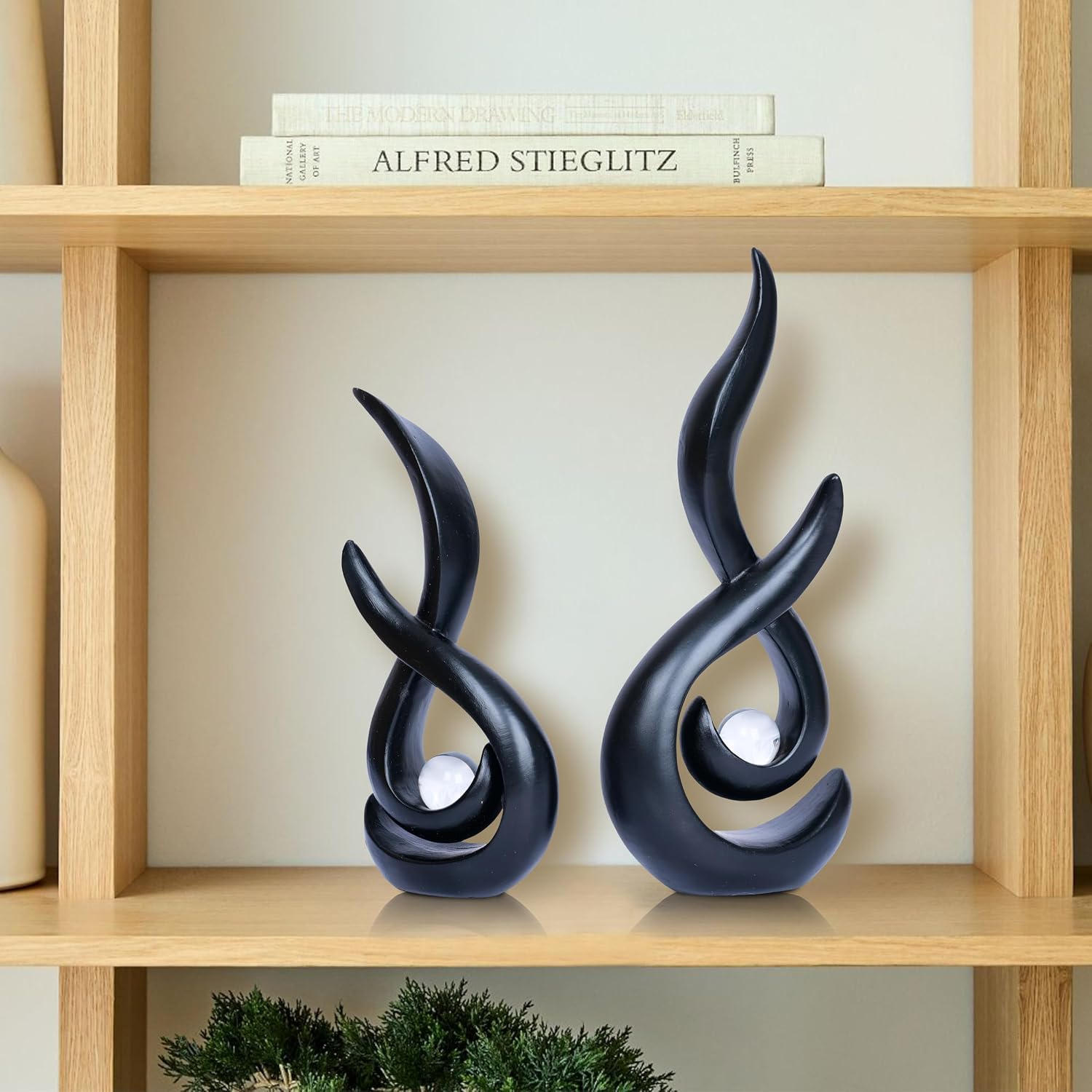 Home Decor Statue Modern Abstract Sculpture Decorative Accent Art Round Geometric / Black