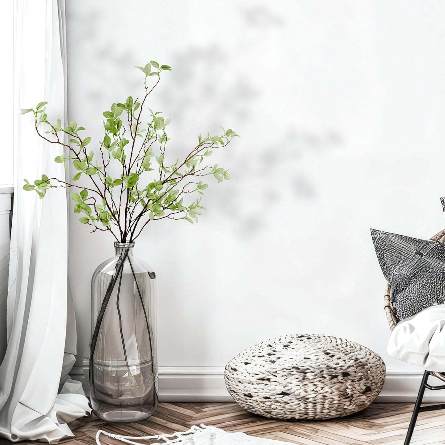 Long Faux Eucalyptus Branches for Tall Vase Filler / 43 Inch / Set of 3