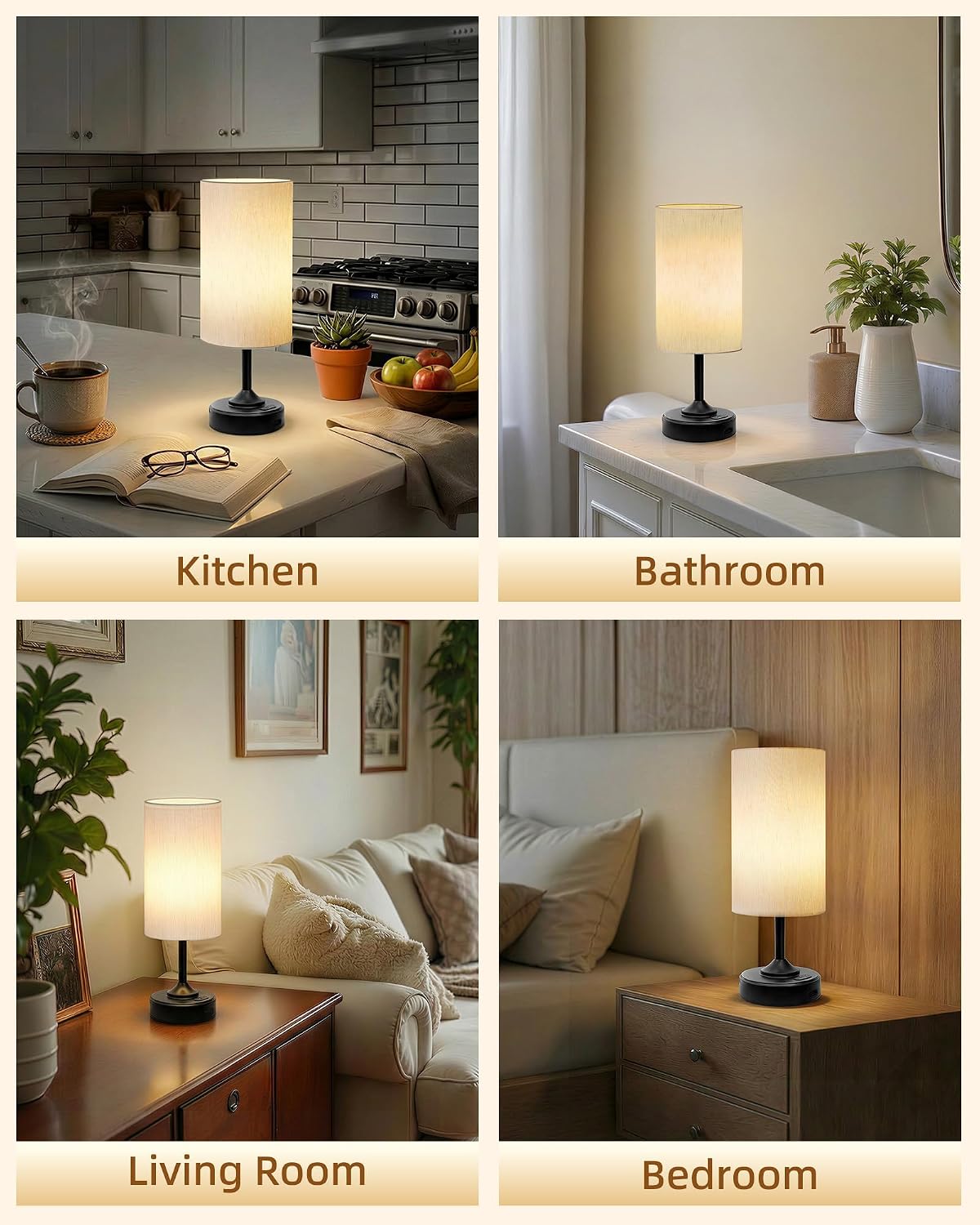 Battery Operated Lamp, Dimmable, Ambient Light, 2700K, Timer, Touch Control, Portable, LED, Wireless, Rechargeable