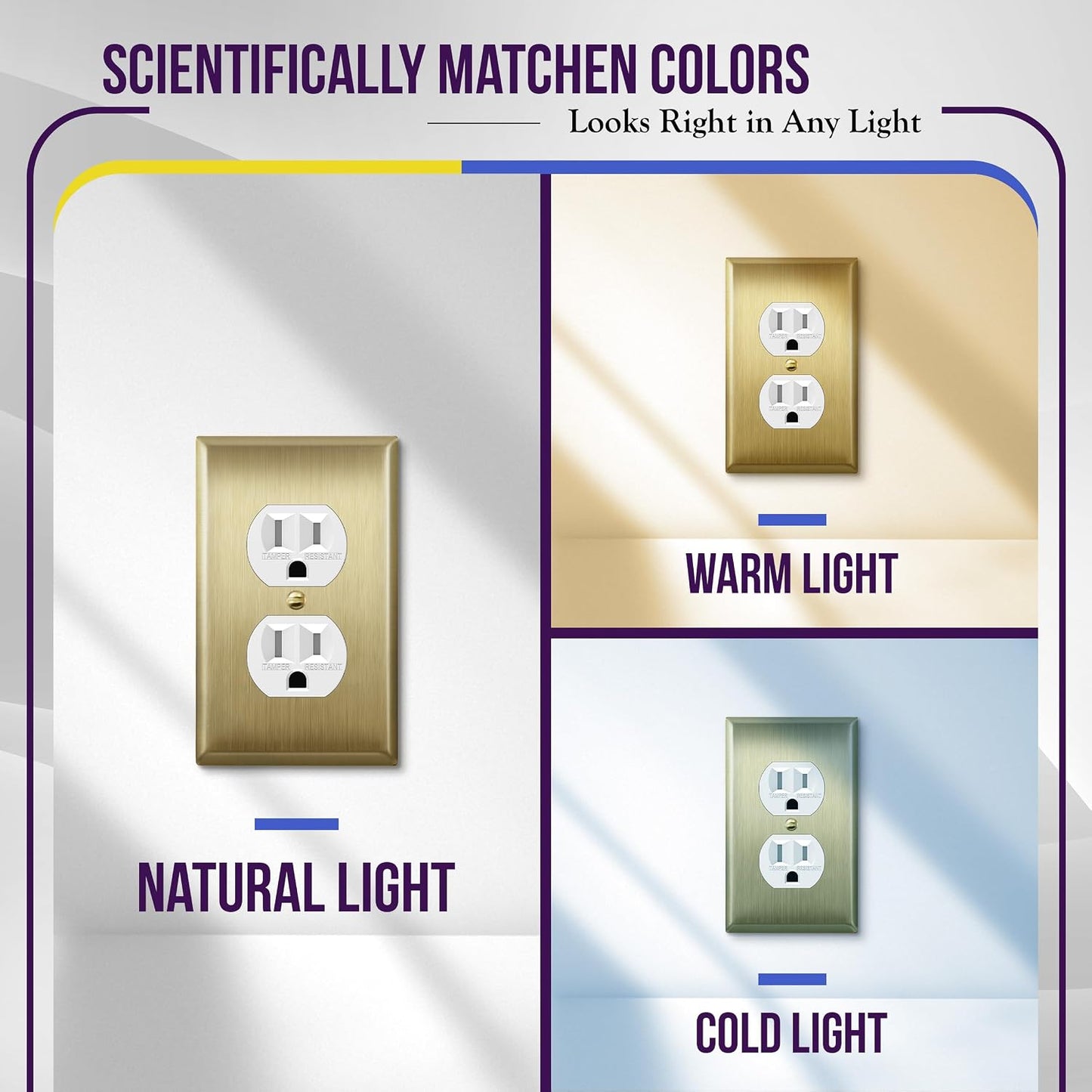 ENERLITES Duplex Receptacle Outlet Metal Wall Plate, Stainless Steel Outlet Cover, Corrosion Resistant, Size 1-Gang