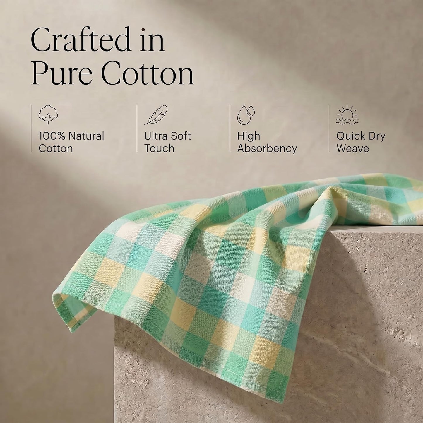 Urban Villa Kitchen Towels Cotton Dish Towels 20”x30” (Set of 6) Greensand