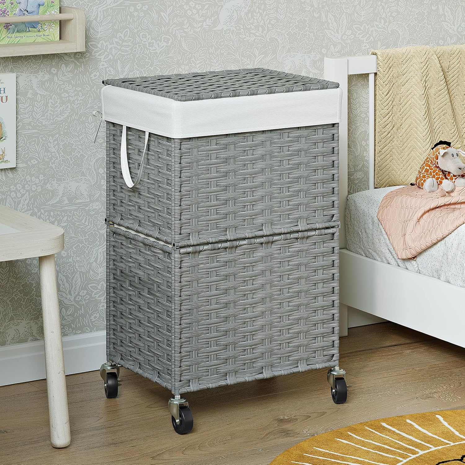 Rolling Laundry Basket / 90l / Grey
