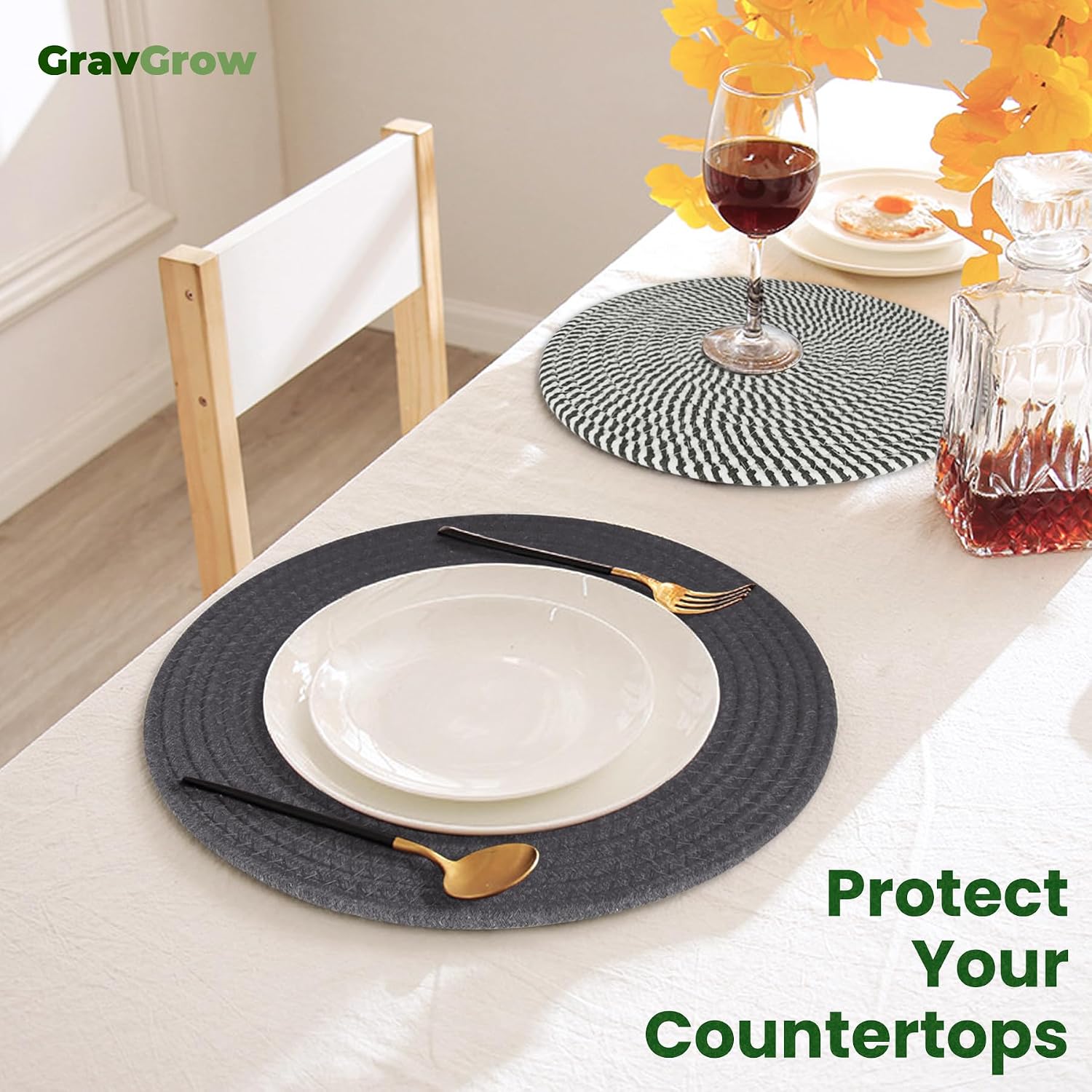 13 Inch Trivets for Hot Dishes, 4 Pcs | Large Trivets for Hot Pots and Pans, Storage Basket, Thicken Heat Resistant