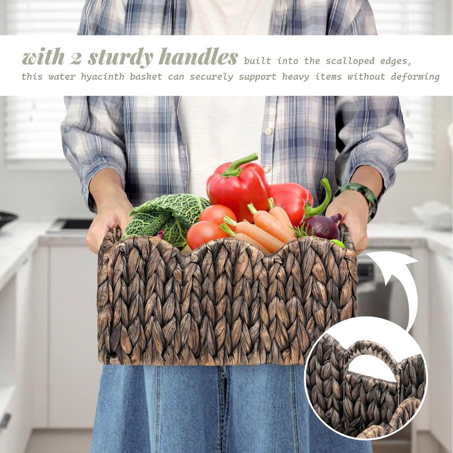 Woven Basket Boho / Esspresso / Natural / Set of 2