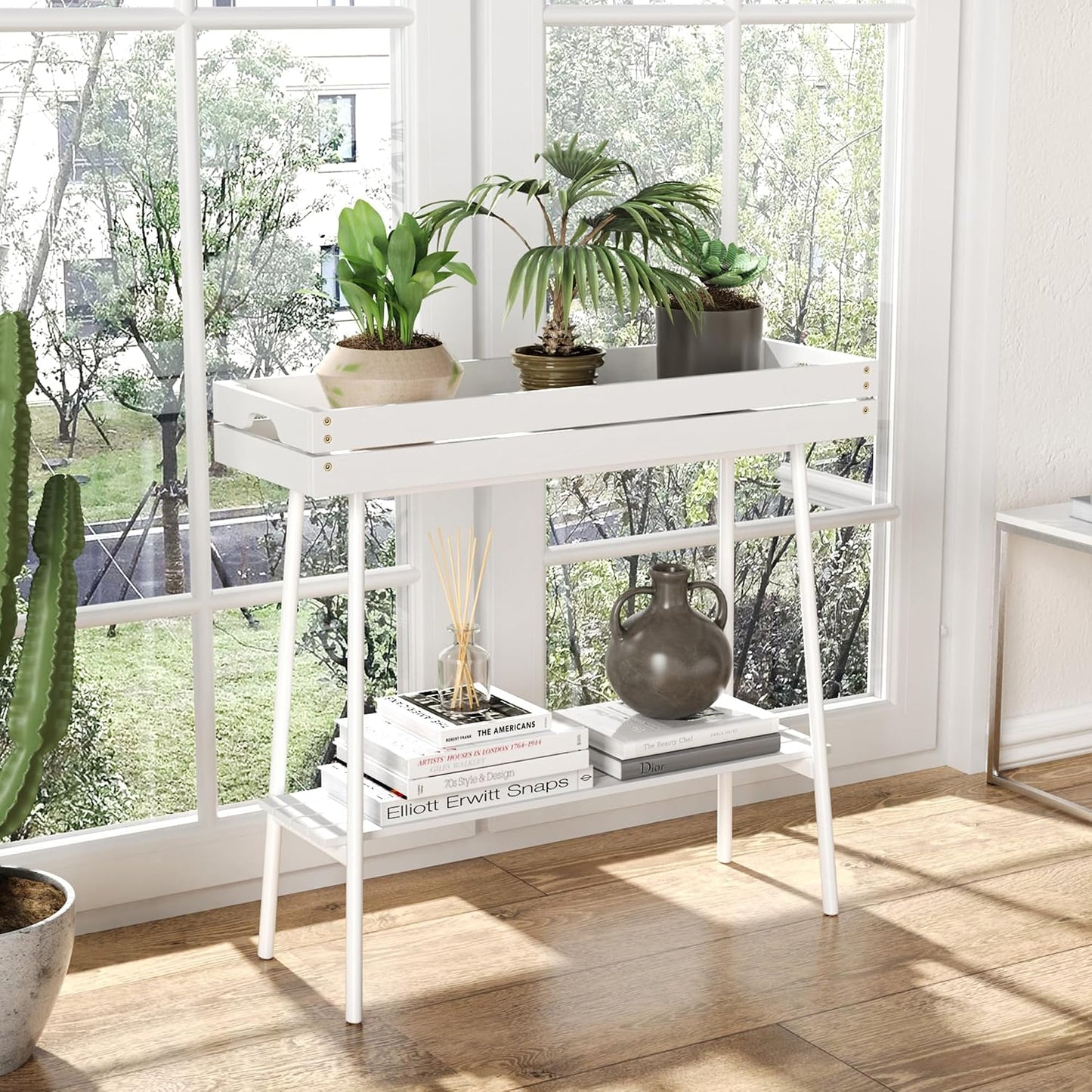 BAMBANG Bamboo Plant Stand Indoor, 2 Tier Small Plant Table, Tall Plant Stand for Indoor Plants, Window Sill Plant