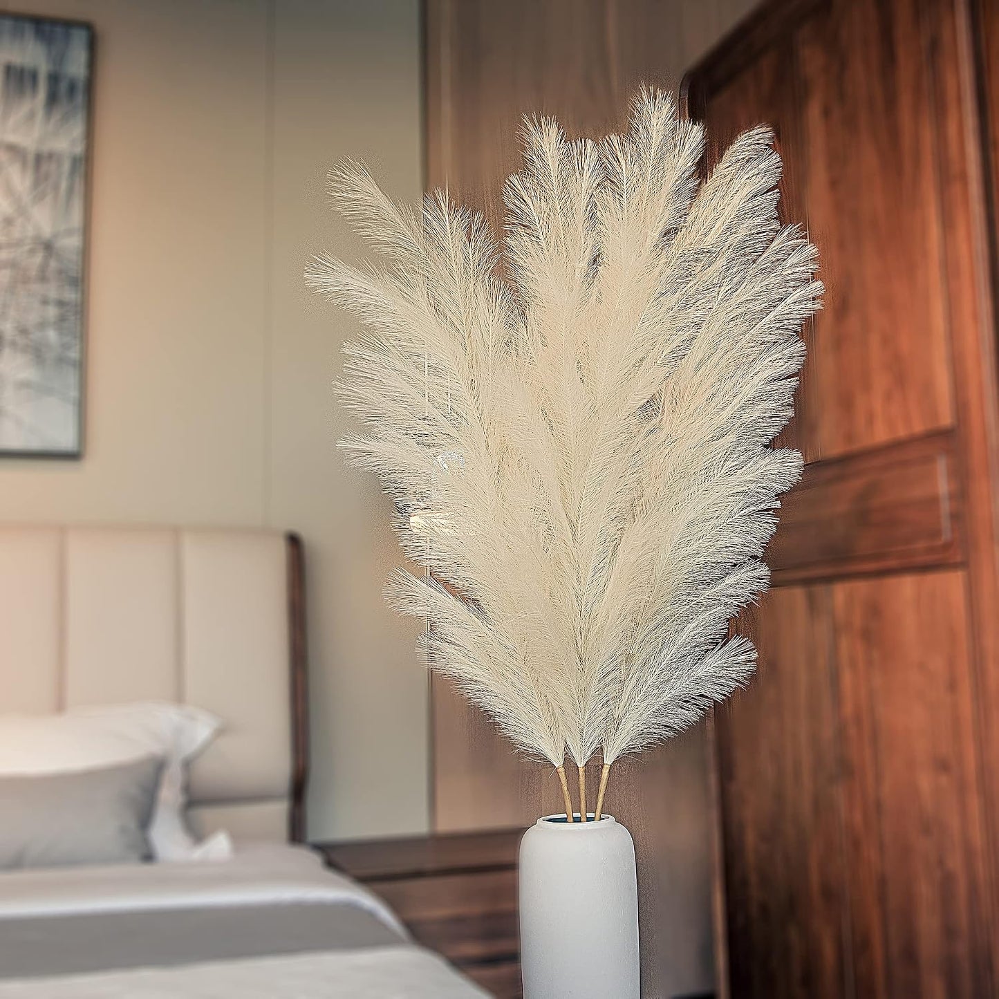 Tall Faux Fluffy Artificial Dried Pompous Grass for Floor Vase Filer / Pampas Grass / Set of 3