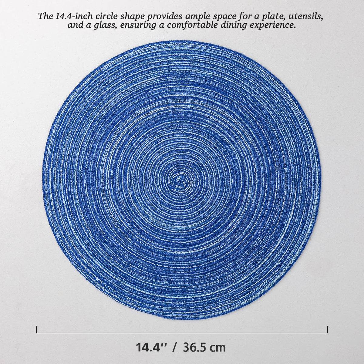 BARoyal Round Placemats Set of 12 Woven Placemats Washable Braided Table Mats for Dining Table Heat Resistant Non-Slip