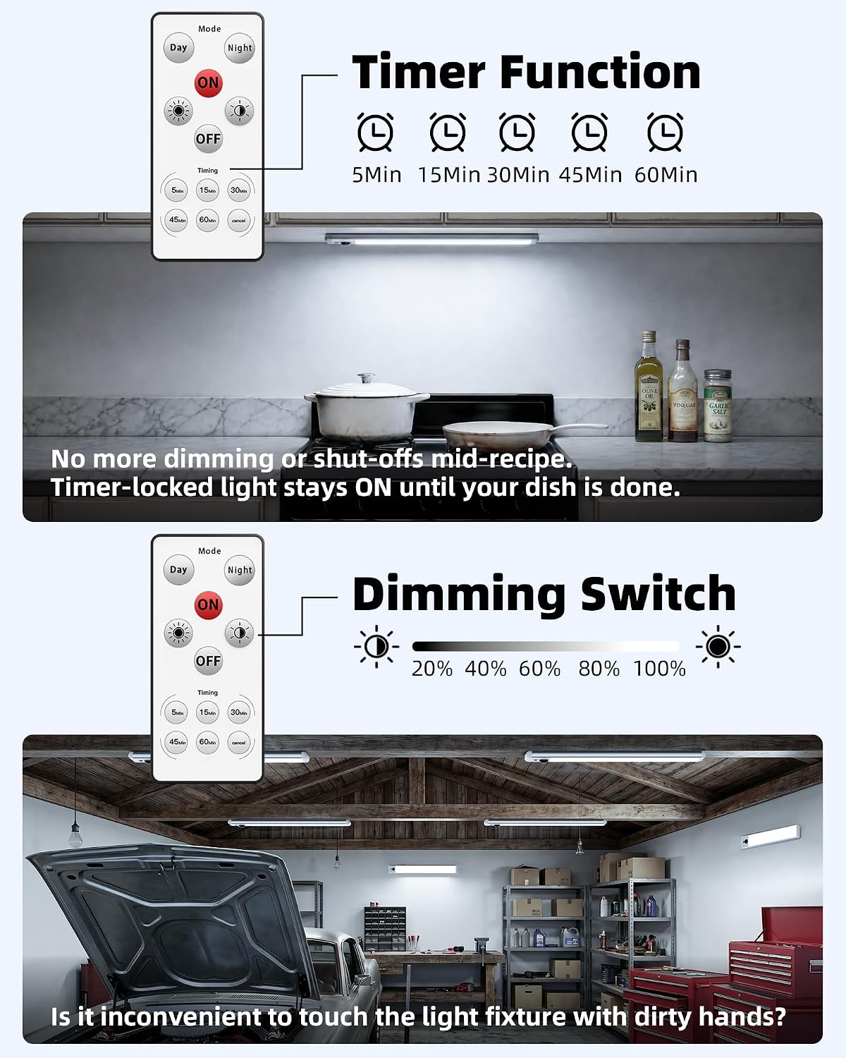 EZVALO Under Cabinet Lights, 14.5'' Motion Sensor Light Indoor Dimmable, 4000mAh Rechargeable Closet Lights 5700K with