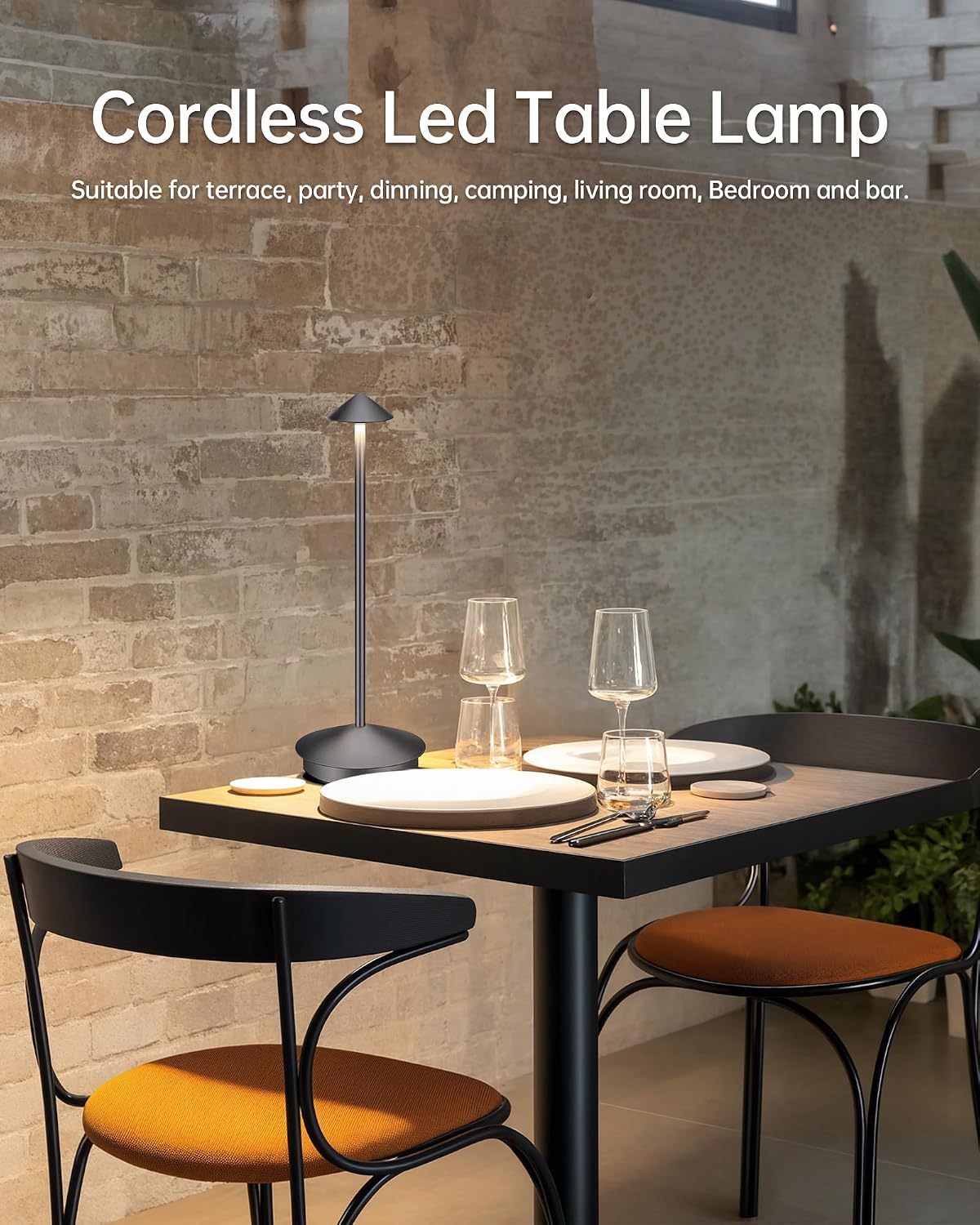 Portable Led Cordless Lamp Table Light 2 Pack, Rechargeable 6000mAh Battery Outdoor Table Lamp for Dinning Restaurant