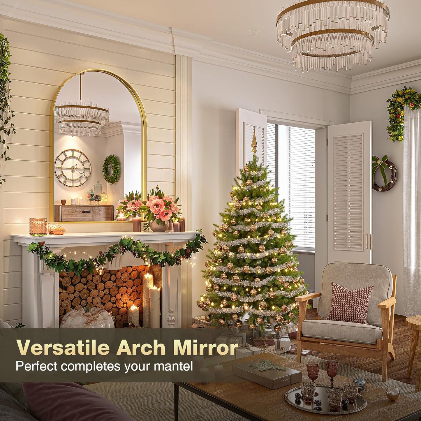 Brass Metal Frame Bathroom Mirror / Gold / 32"L x 24"W / 24 x 32