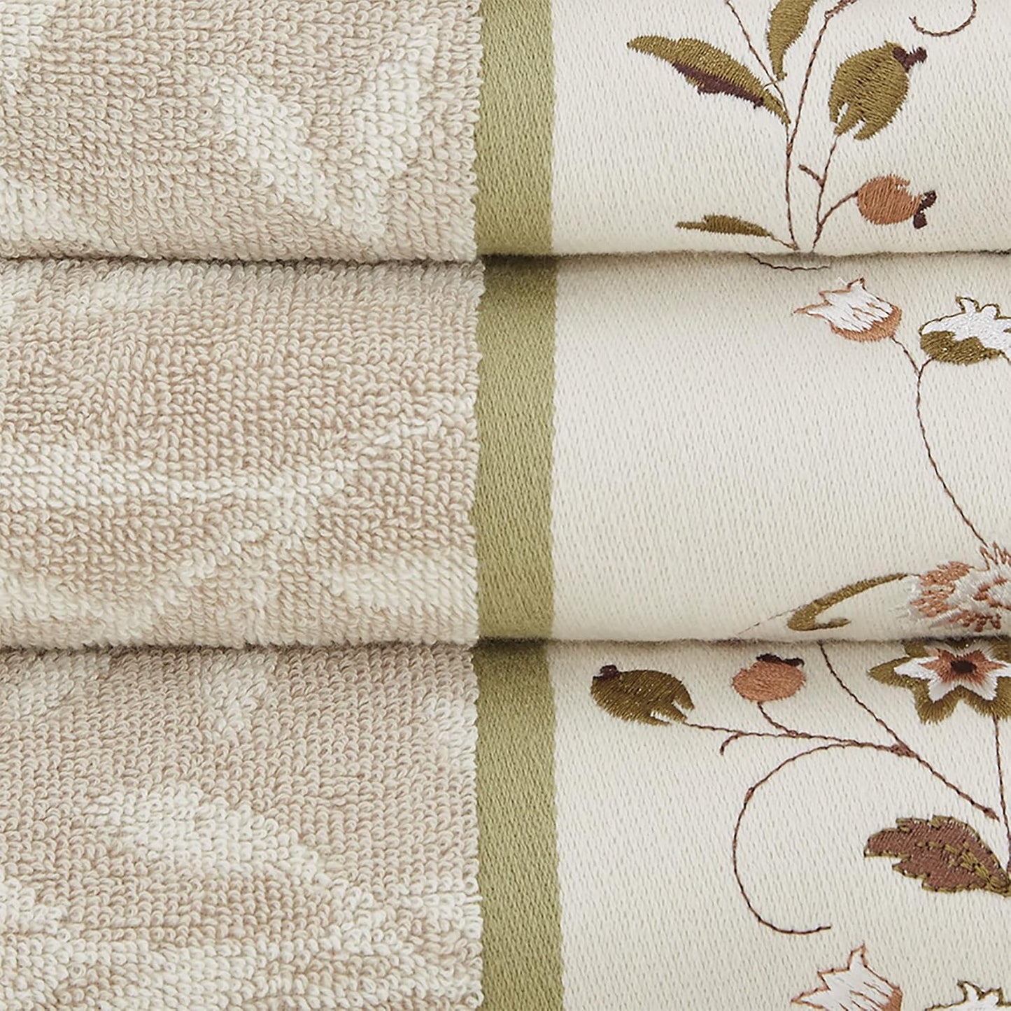 Madison Park Serene 100% Cotton Bath Towel Set Luxurious Floral Decorative Towels for Bathroom Embroidered Cotton