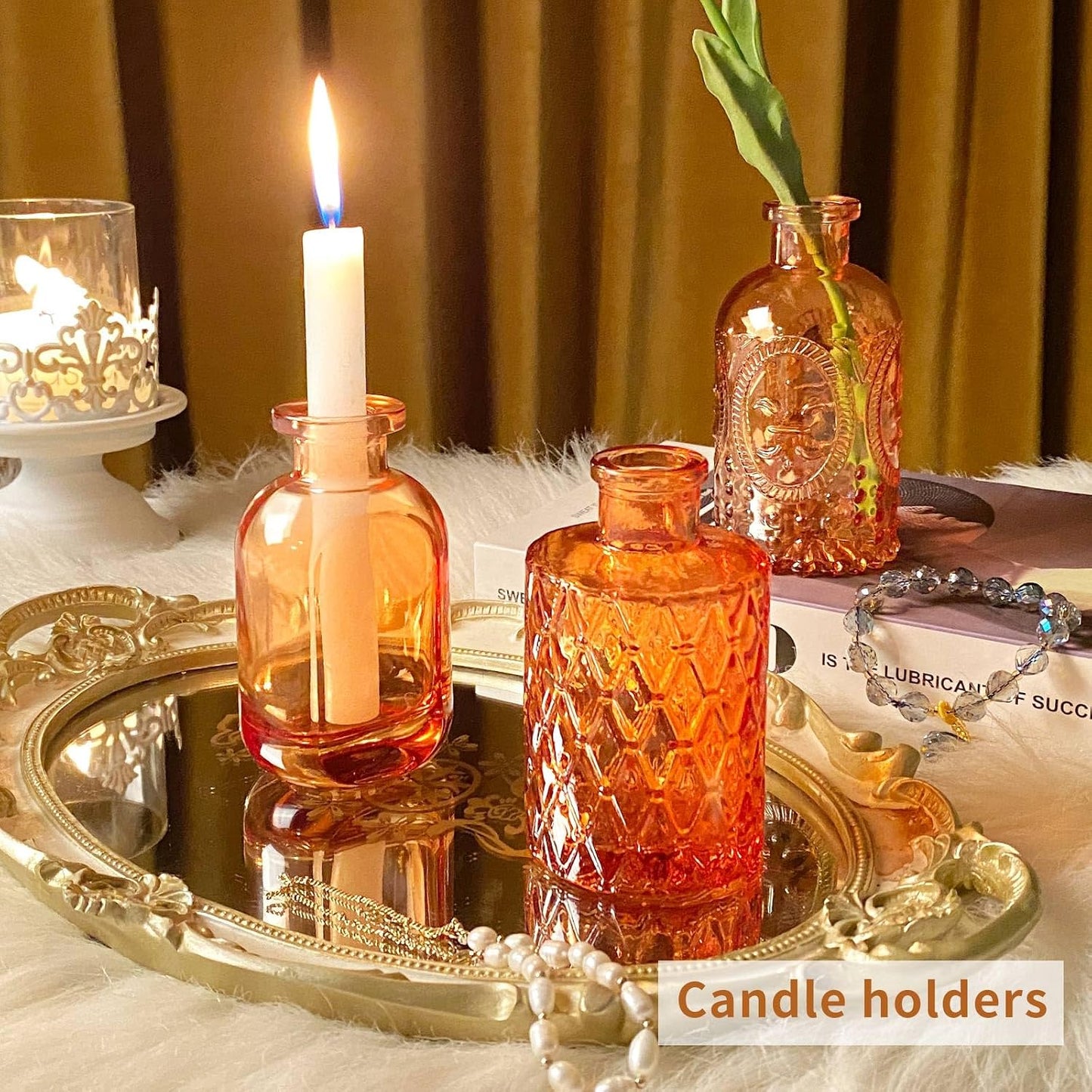 Valentine's Day Glass Bud Vases / Amber / Set of 30