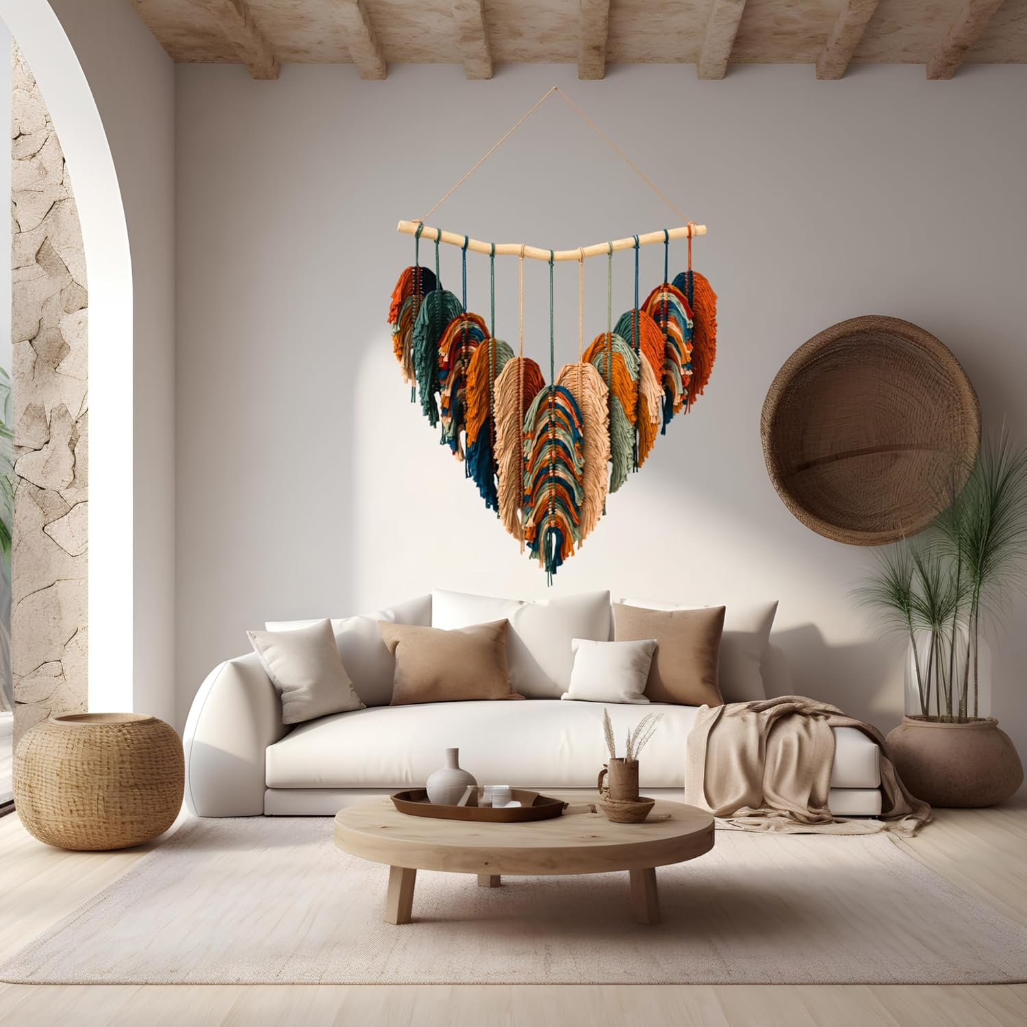 Boho Wall Decor / Orange,green, Pecock, Mustard, Begie / 31 x 39