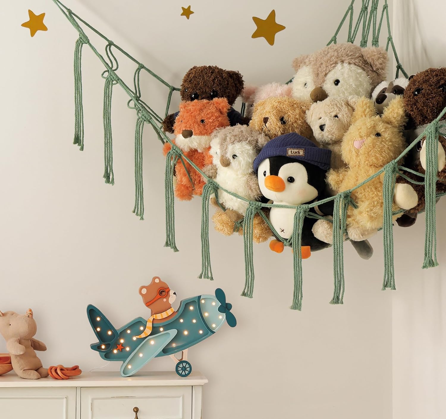 Hanging Stuff Animal Storage Organizer For Plush / Standard / Olive Green