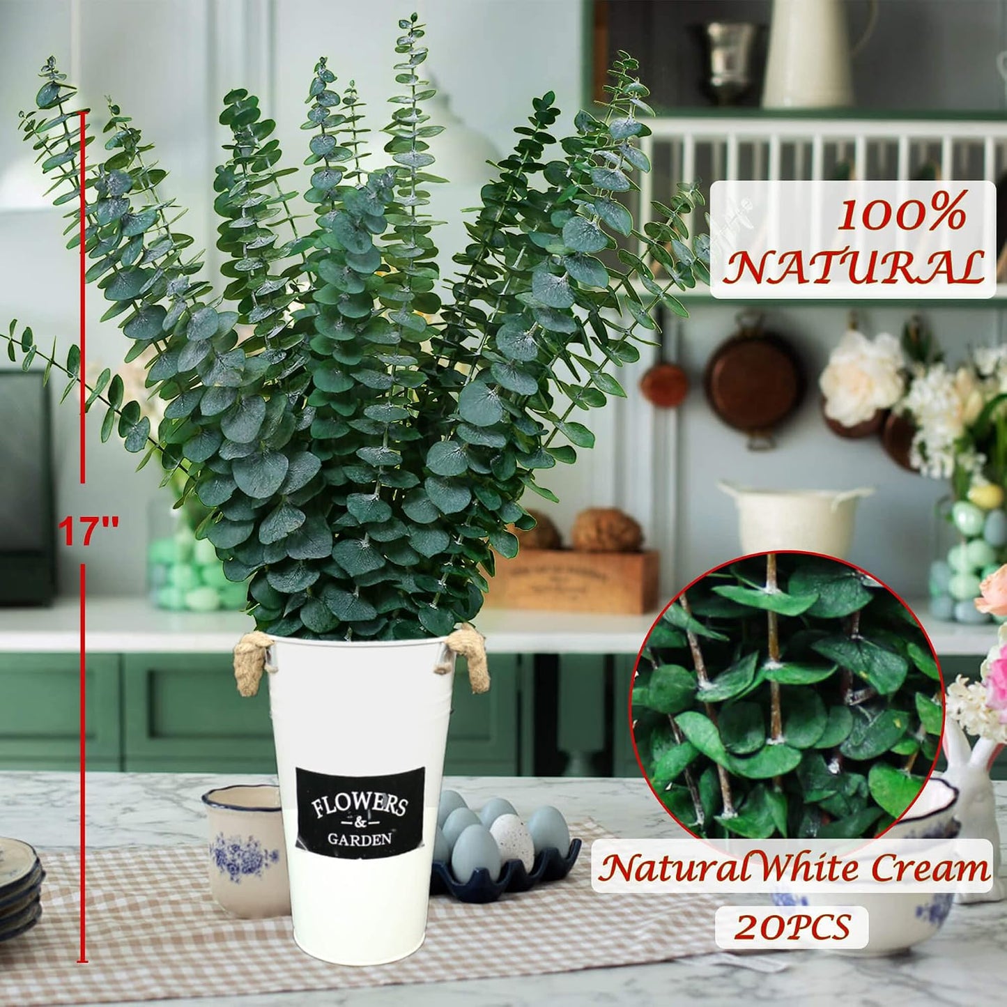 Real Leaves Branches / Green / Set of 20