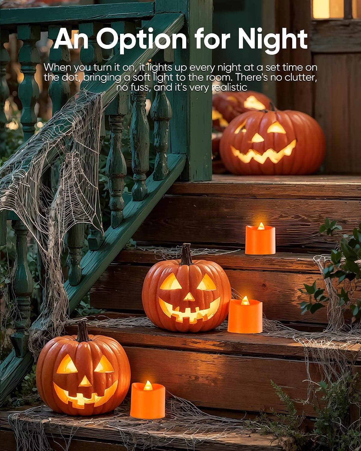 Homemory Orange Flameless LED Votive Tealight Candles & Timer Remote, 24Pack