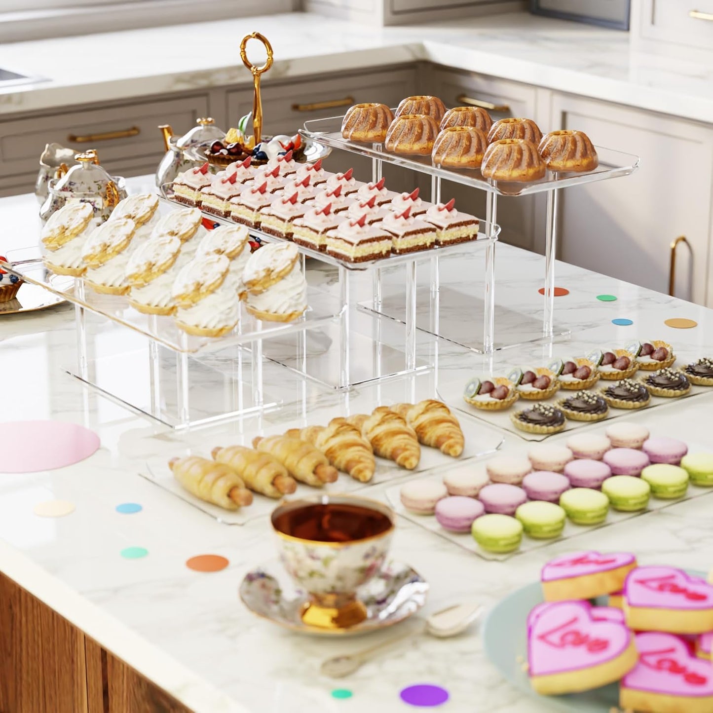 Acrylic Dessert Display Stands / Clear / Set of 6
