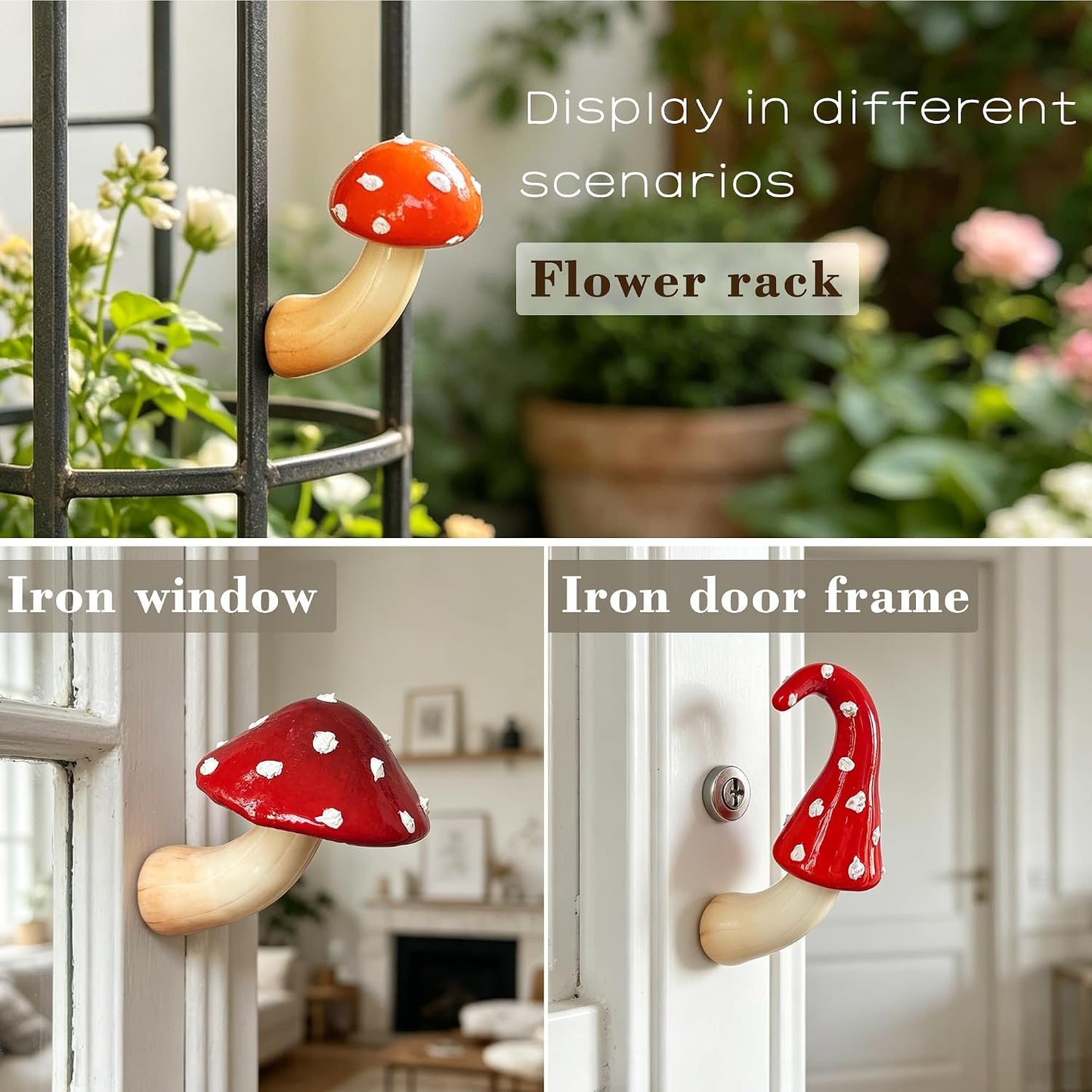 Handmade Clay Fake Mushrooms Unique Small Mushroom Figurines / Red / Set of 3