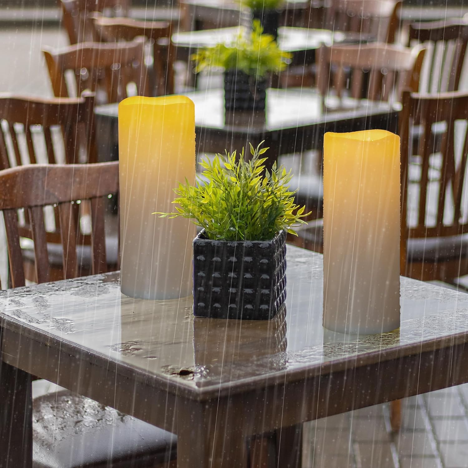 12" x 5" Waterproof Extra Large Outdoor Flameless Candles Battery Operated LED Flickering Pillar Candles with Remote