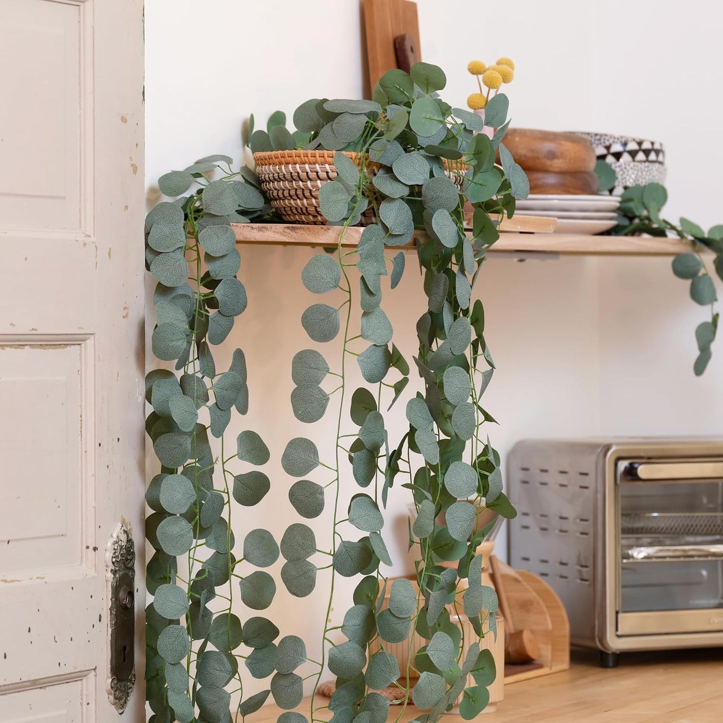 Artificial Eucalyptus Leaves Table Greenery Garland Wreath Spring Vines / 56FT / Set of 8